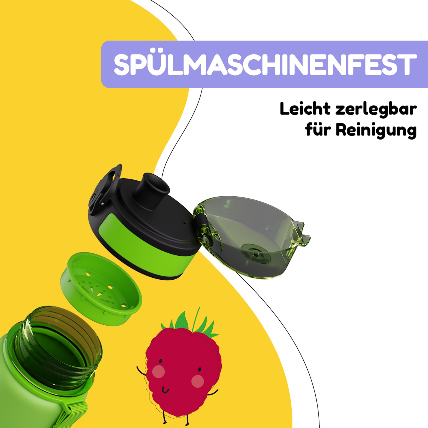 schmatzfatz gourde de sport 500 ml 24 cm Tritan 500 ml | Green Fruit