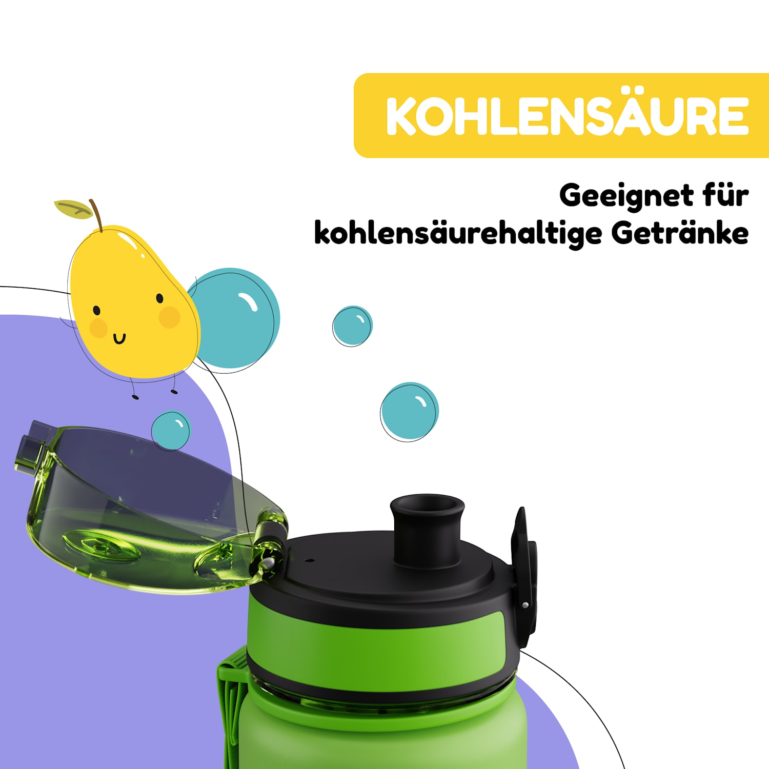 schmatzfatz gourde de sport 500 ml 24 cm Tritan 500 ml | Green Fruit