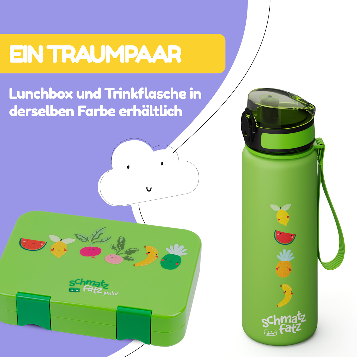 schmatzfatz gourde de sport 500 ml 24 cm Tritan 500 ml | Green Fruit