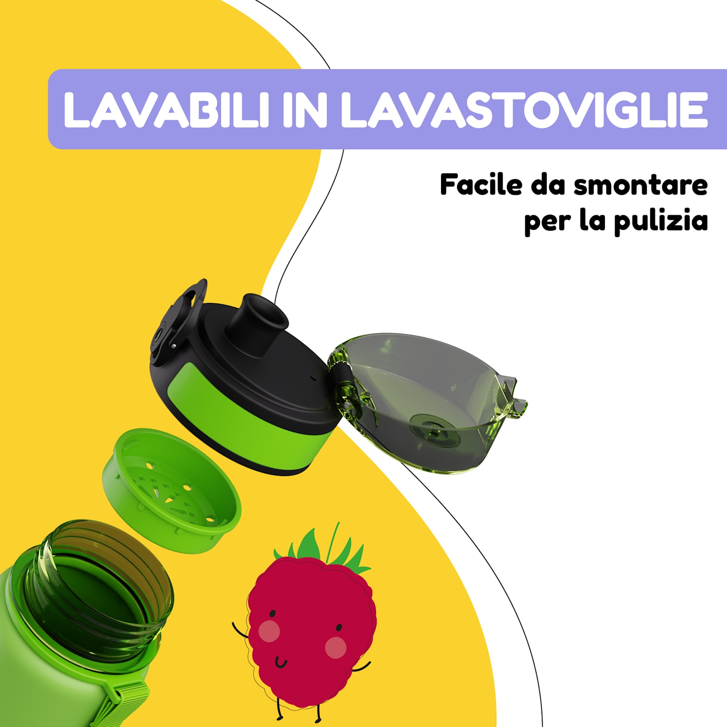 Schmatzfatz - Borraccia, borraccia sportiva, 500 ml, 24 cm, Tritan 500 ml | Green Fruit