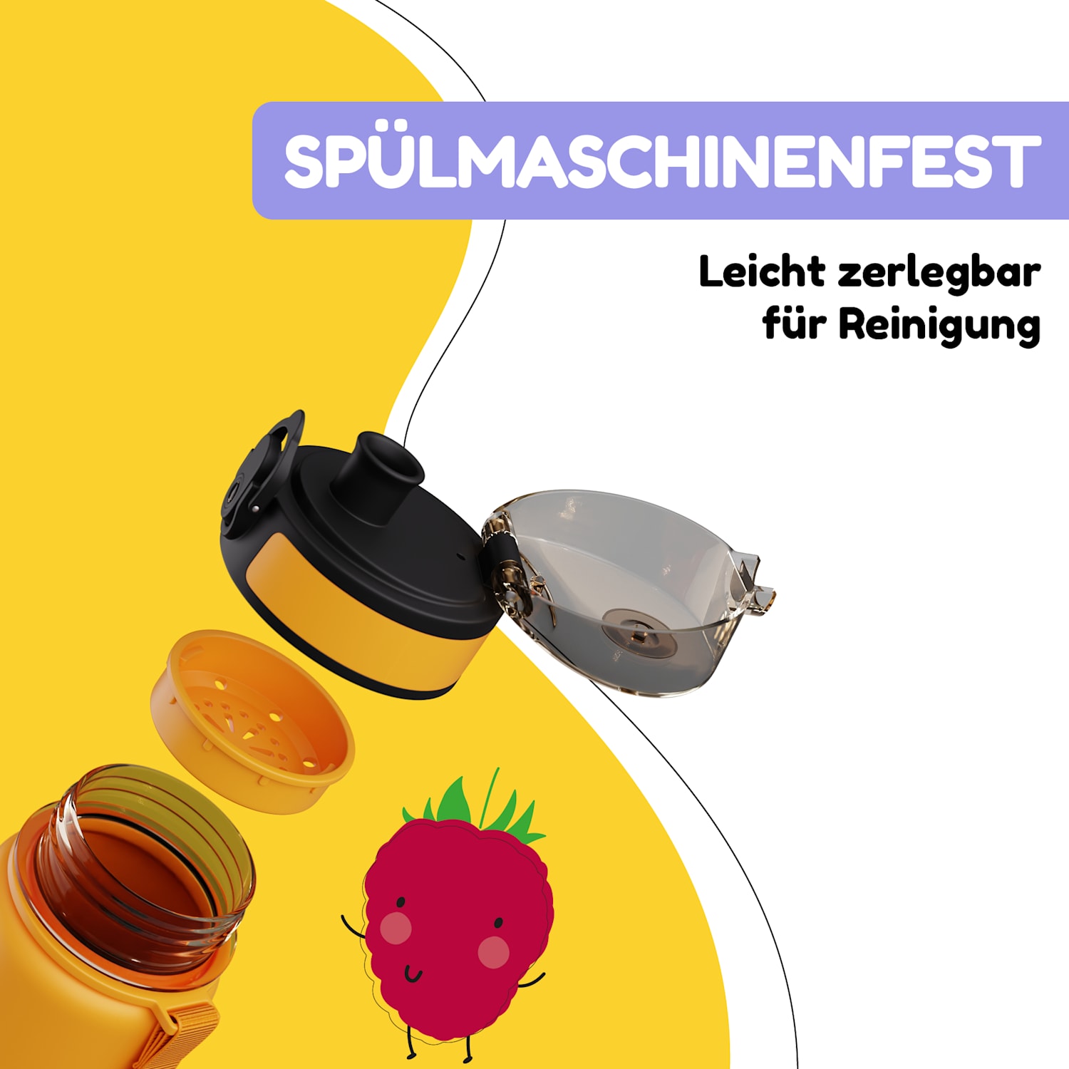 Schmatzfatz Trinkflasche Sportflasche 500 ml 24 cm Tritan 500 ml | Orange Forest