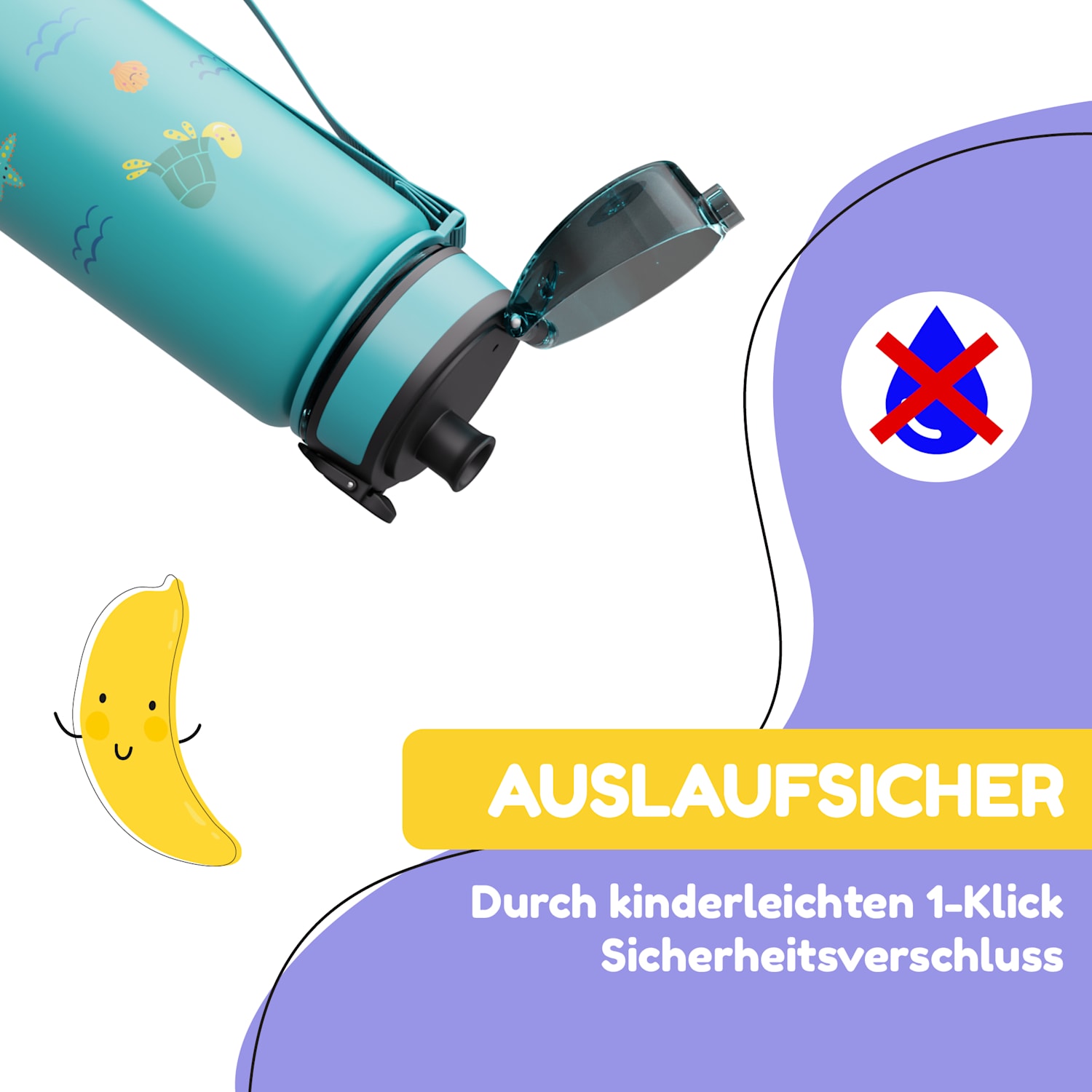 Schmatzfatz Trinkflasche Sportflasche 500 ml 24 cm Tritan 500 ml | Petrol Sea