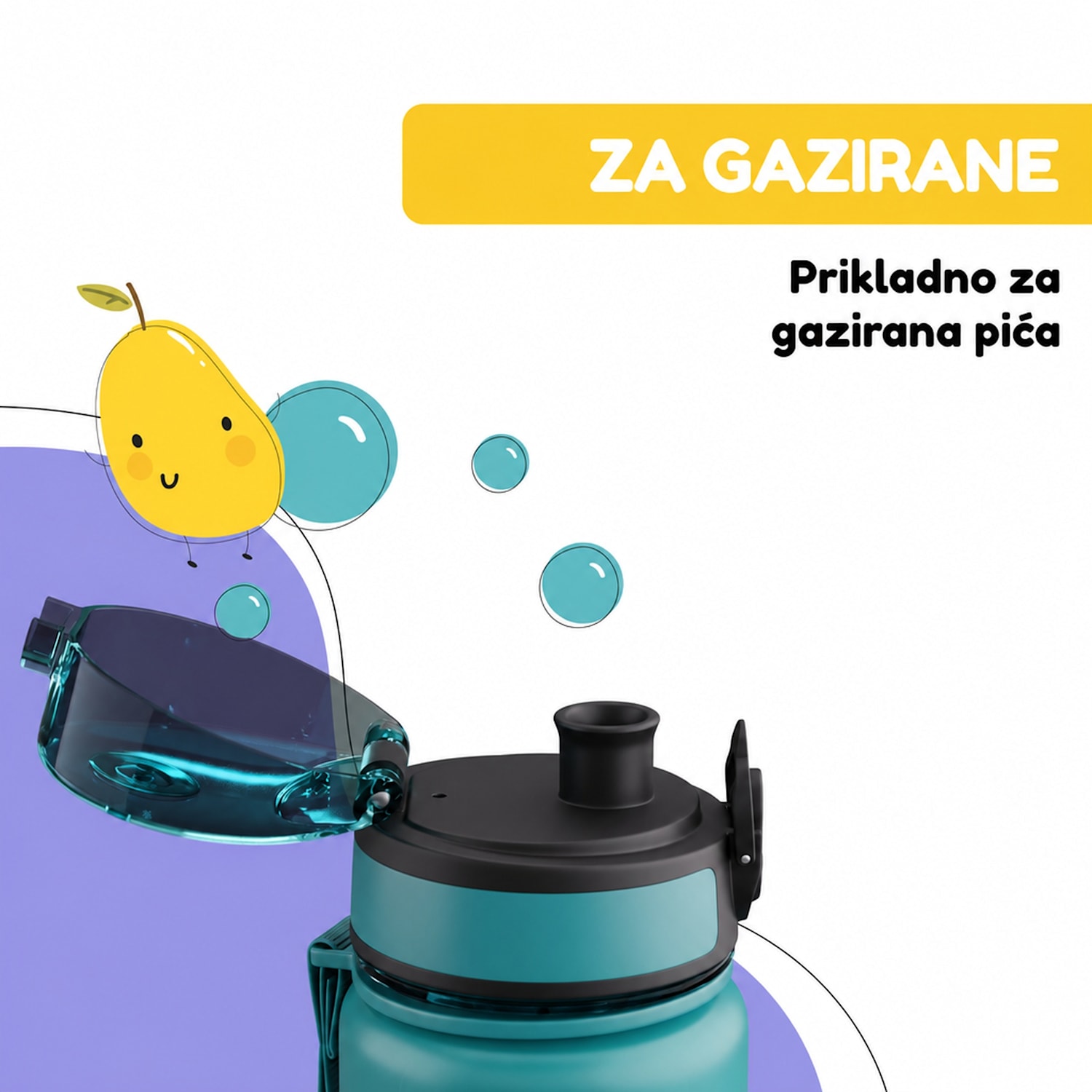 schmatzfatz dječja sportska boca za vodu, 500 ml | Tritan | Plastična mlaznica | Traka za nošenje | Bez BPA 500 ml | Petrol Sea