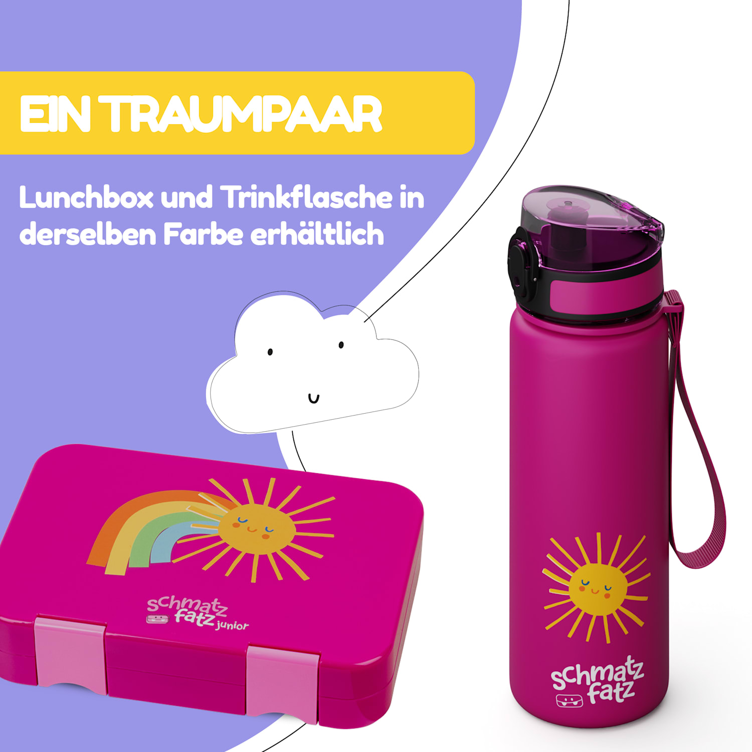 Schmatzfatz Trinkflasche Sportflasche 500 ml 24 cm Tritan 