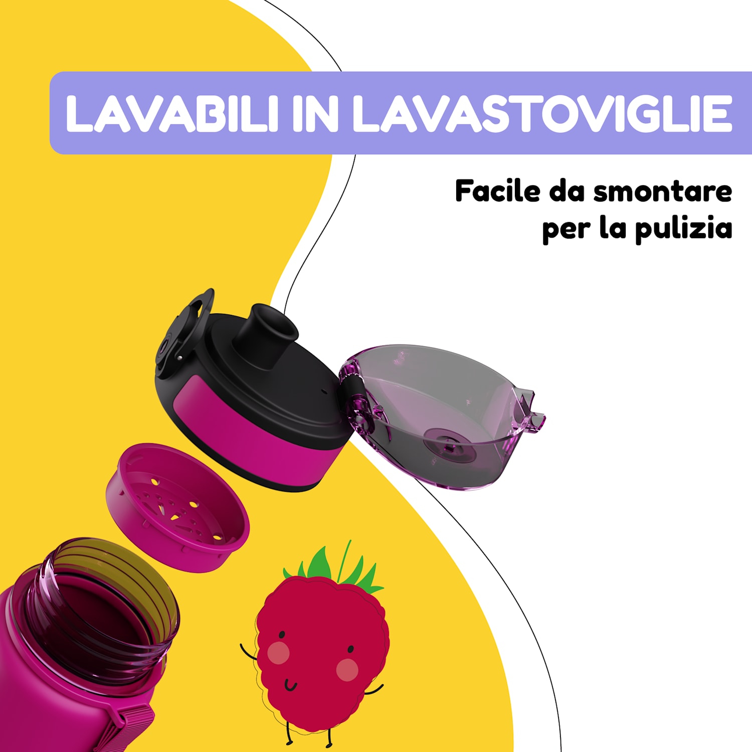 Schmatzfatz - Borraccia, borraccia sportiva, 500 ml, 24 cm, Tritan 500 ml | Purple Sun