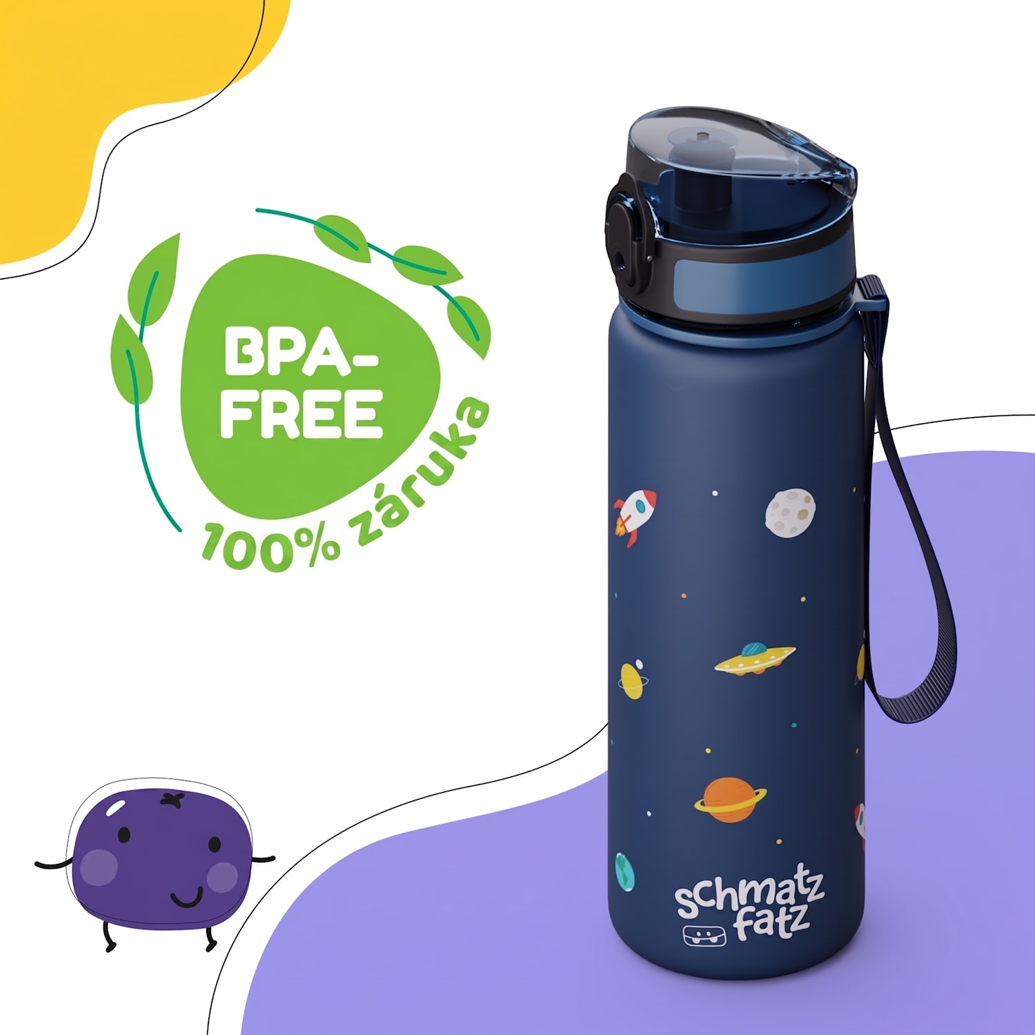 Schmatzfatz, láhev na pití, sportovní láhev, 500 ml, 24 cm, tritan 500 ml | Navy Space