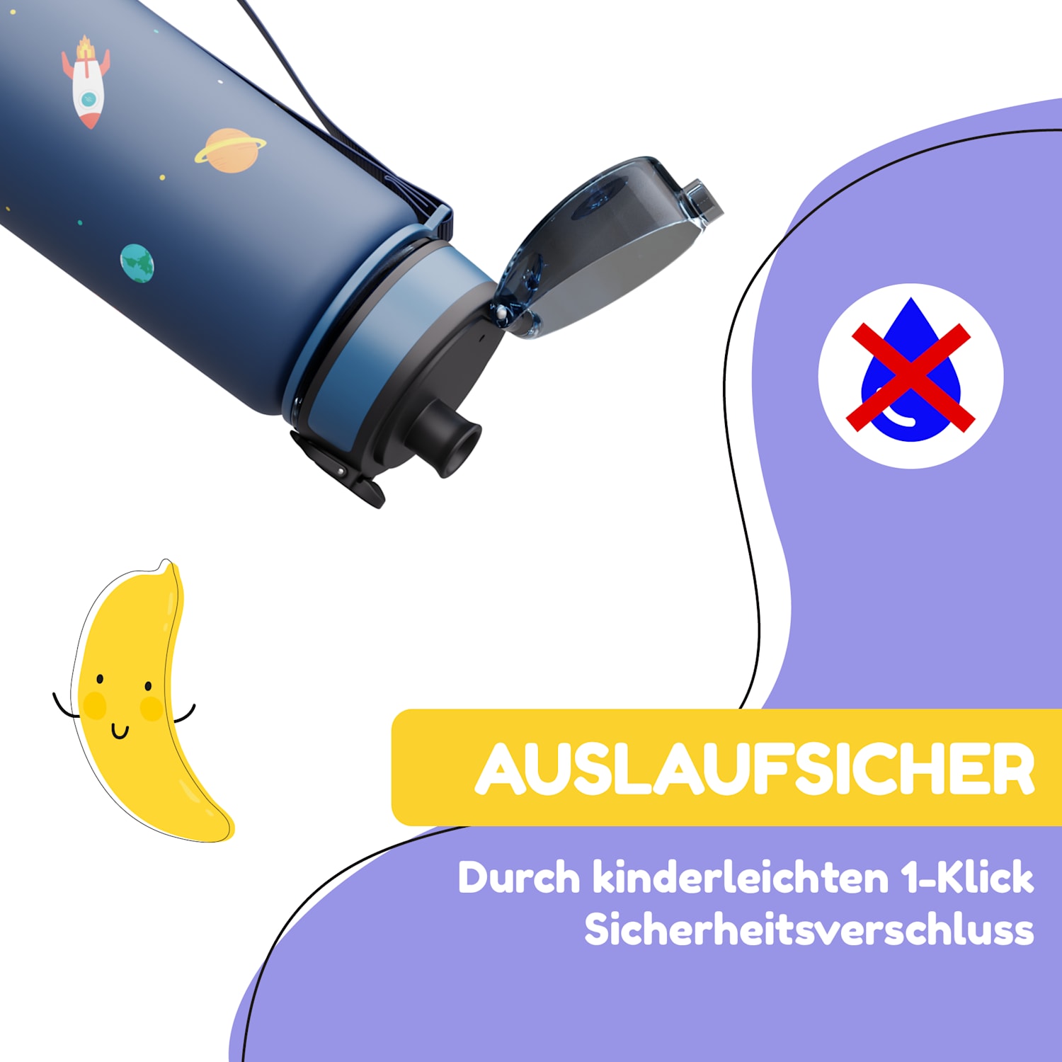 Schmatzfatz Trinkflasche Sportflasche 500 ml 24 cm Tritan 500 ml | Navy Space