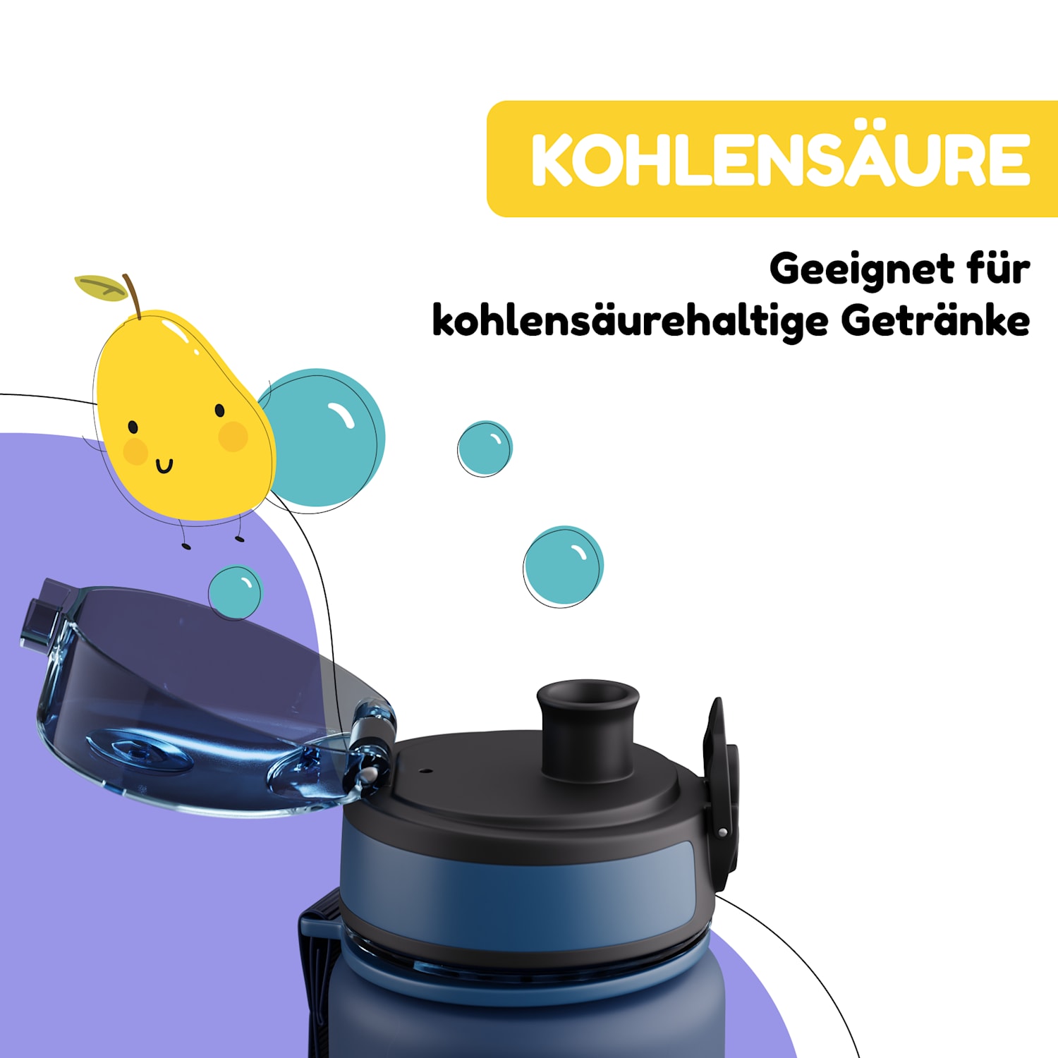 Schmatzfatz Trinkflasche Sportflasche 500 ml 24 cm Tritan 500 ml | Navy Space