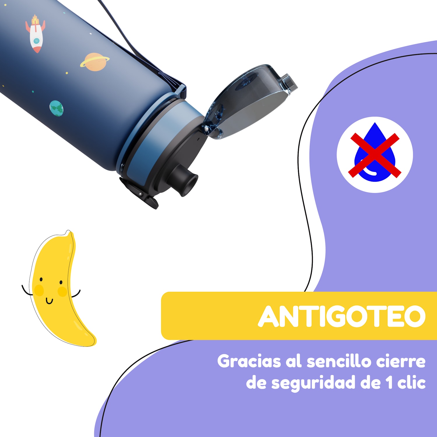 Schmatzfatz Botella cantimplora 500 ml 24 cm Tritan 500 ml | Navy Space