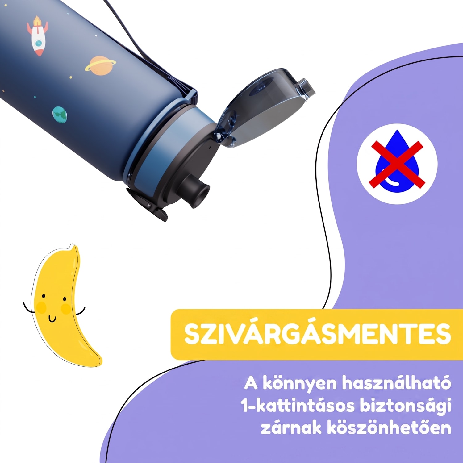 schmatzfatz sportos ivópalack gyerekeknek 500 ml | gyerekeknek | Műanyag nyak | Hordozószíj | BPA mentes 500 ml | Navy Space