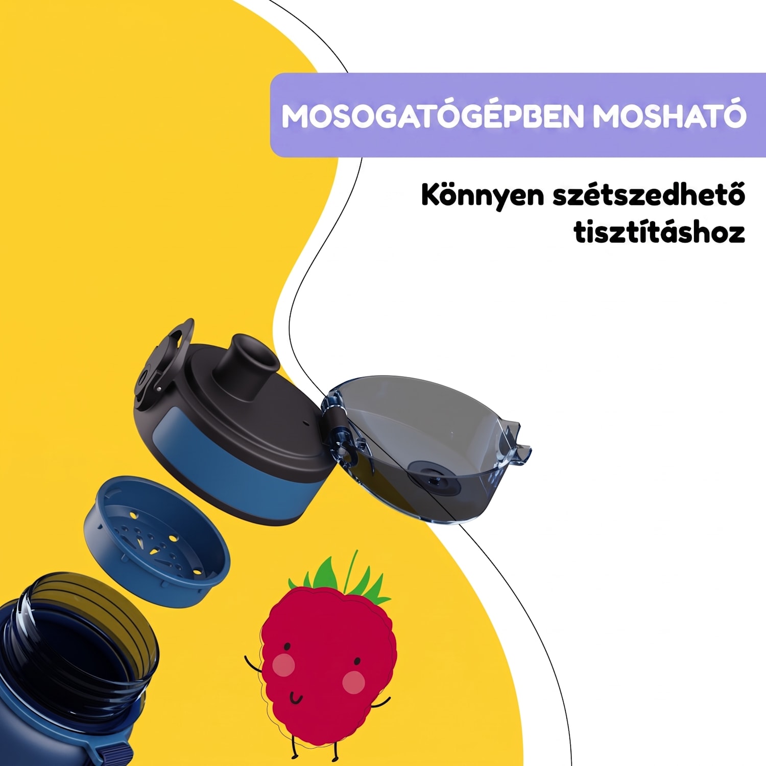 schmatzfatz sportos ivópalack gyerekeknek 500 ml | gyerekeknek | Műanyag nyak | Hordozószíj | BPA mentes 500 ml | Navy Space