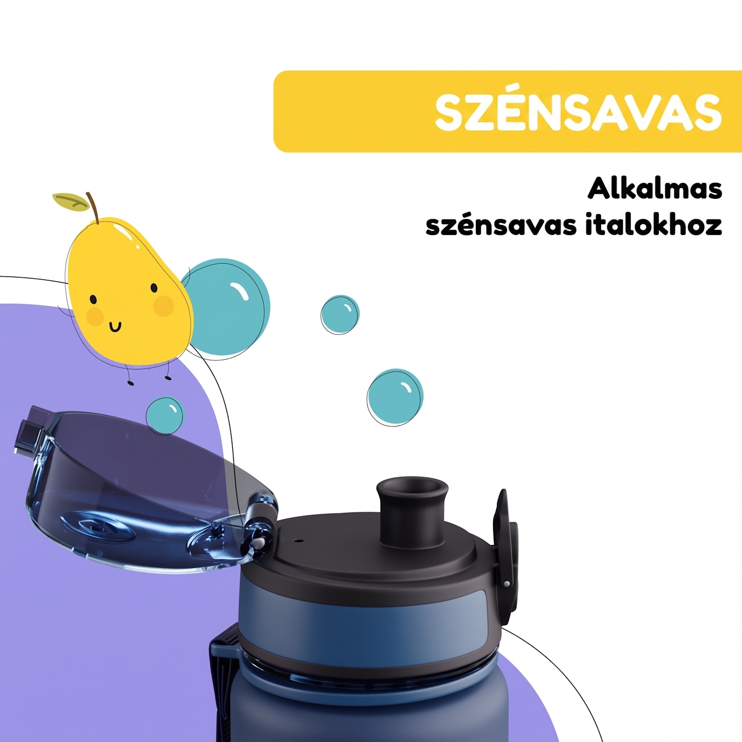 schmatzfatz sportos ivópalack gyerekeknek 500 ml | gyerekeknek | Műanyag nyak | Hordozószíj | BPA mentes 500 ml | Navy Space