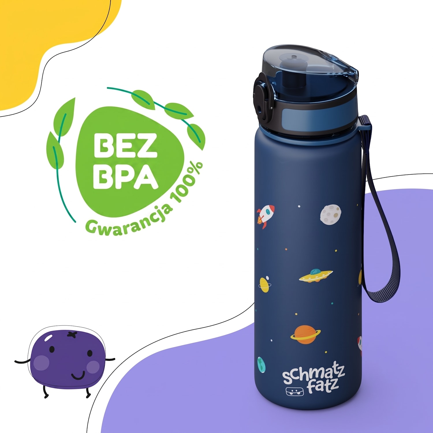 Schmatzfatz, butelka na napoje, bidon, 500 ml, 24 cm, tworzywo Tritan 500 ml | Navy Space