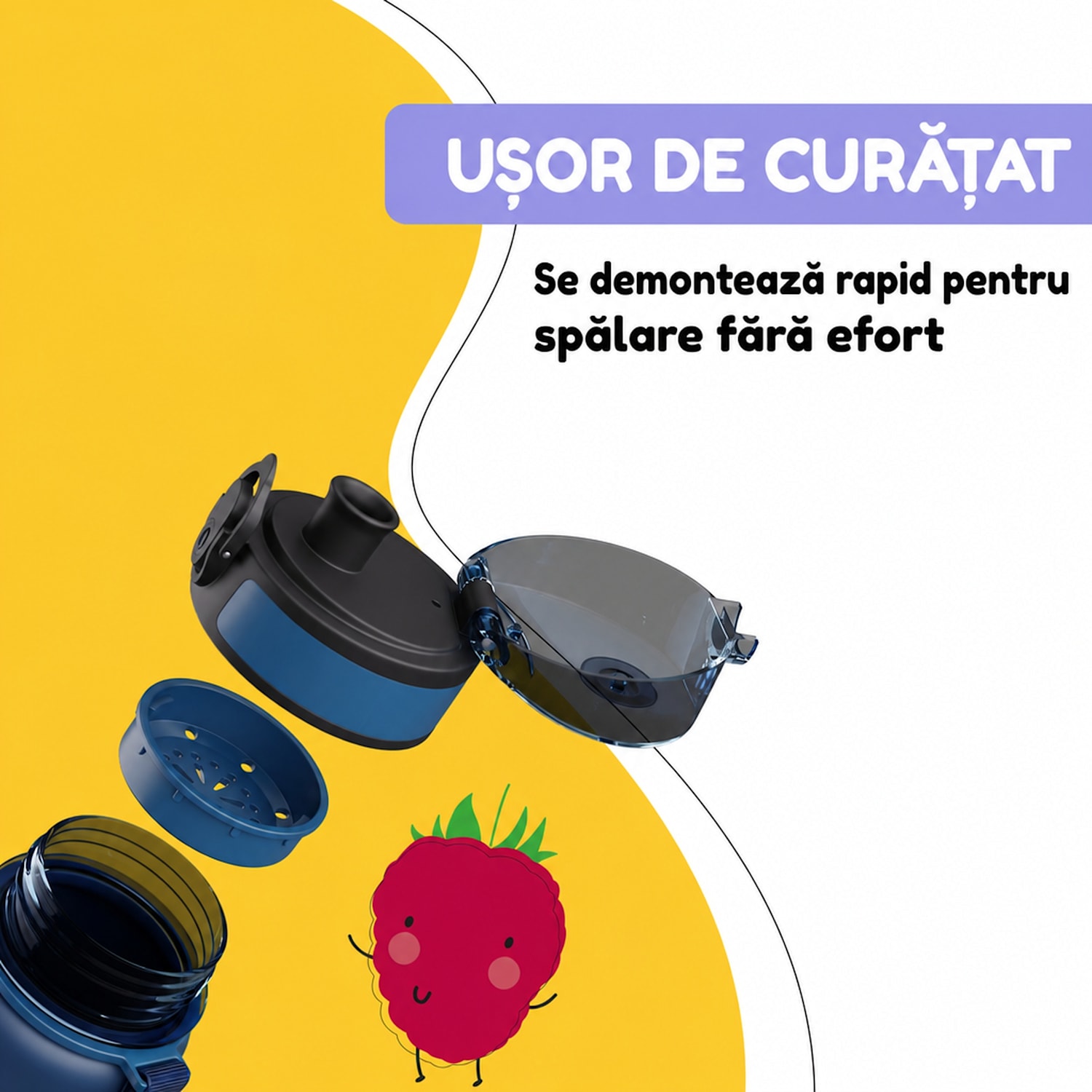 Schmatzfatz sticlă sport pentru copii | 500 ml | Tritan | Gât din plastic | Curea de transport | Fără BPA 500 ml | Navy Space