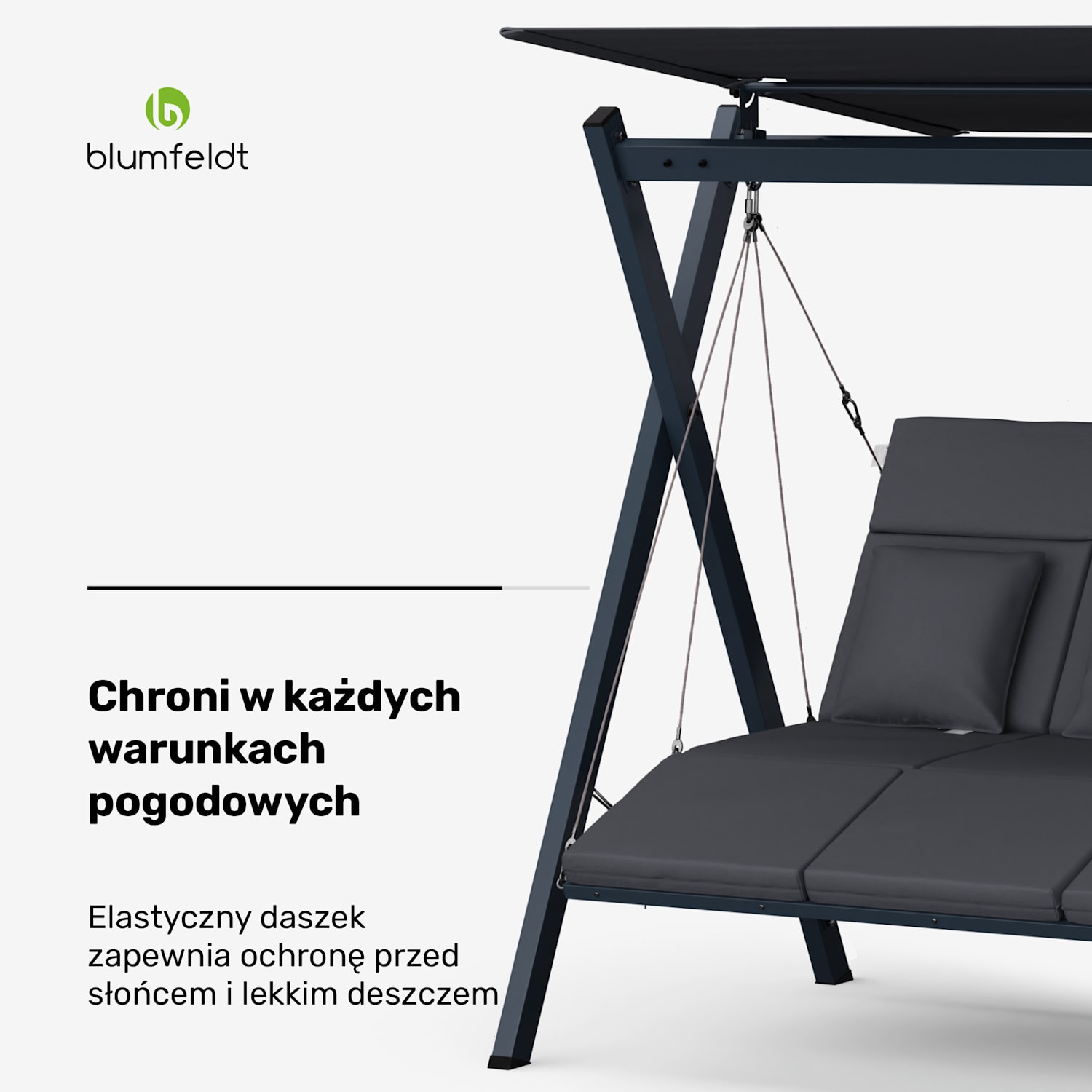 FlexiSwing, huśtawka ogrodowa Hollywood, 3-osobowa, regulowane oparcie, daszek, odporna na warunki atmosferyczne 3-miejscowy | Antracyt