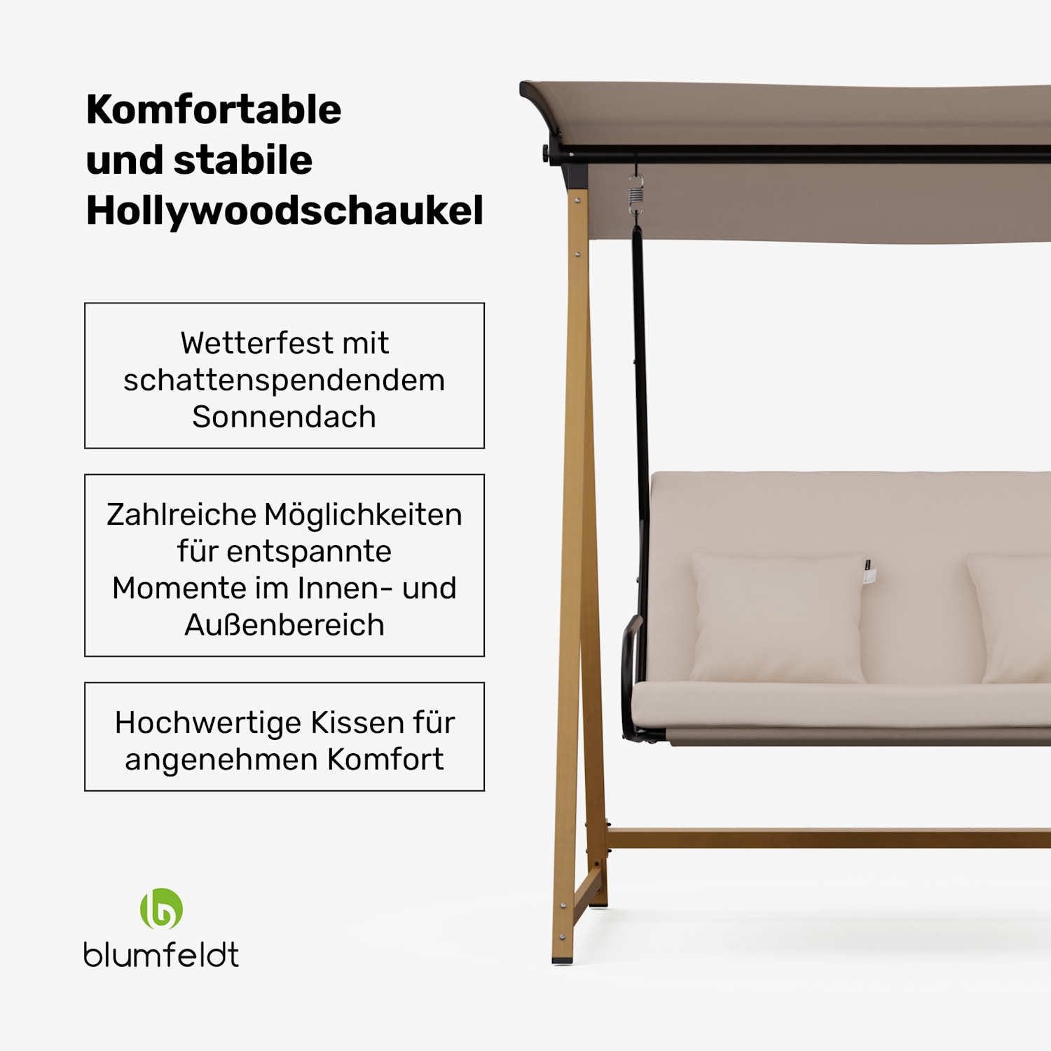 ZenGrove Hollywoodschaukel 2-Sitzer individuell verstellbar pulverbeschichtet Stahl wetterfest 