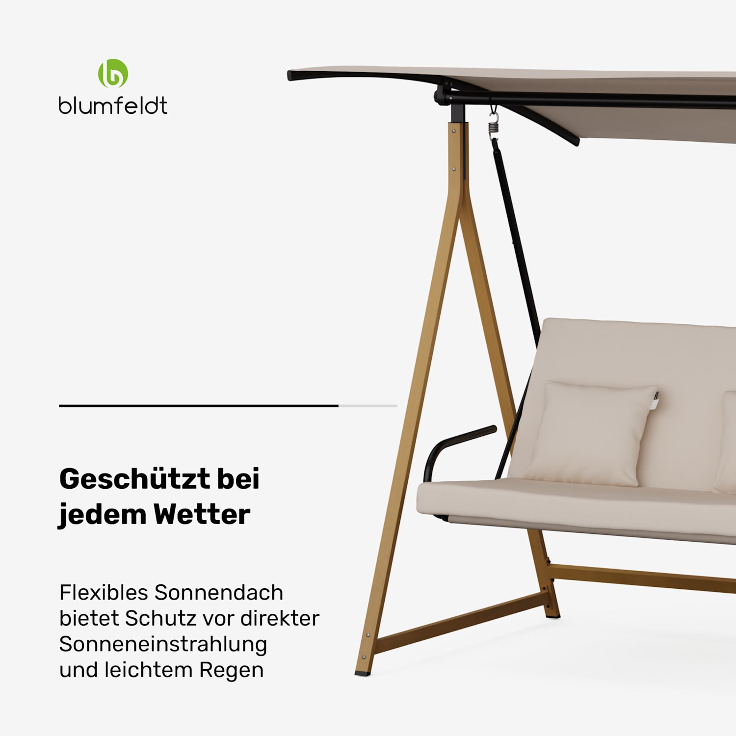 ZenGrove Hollywoodschaukel 2-Sitzer individuell verstellbar pulverbeschichtet Stahl wetterfest 