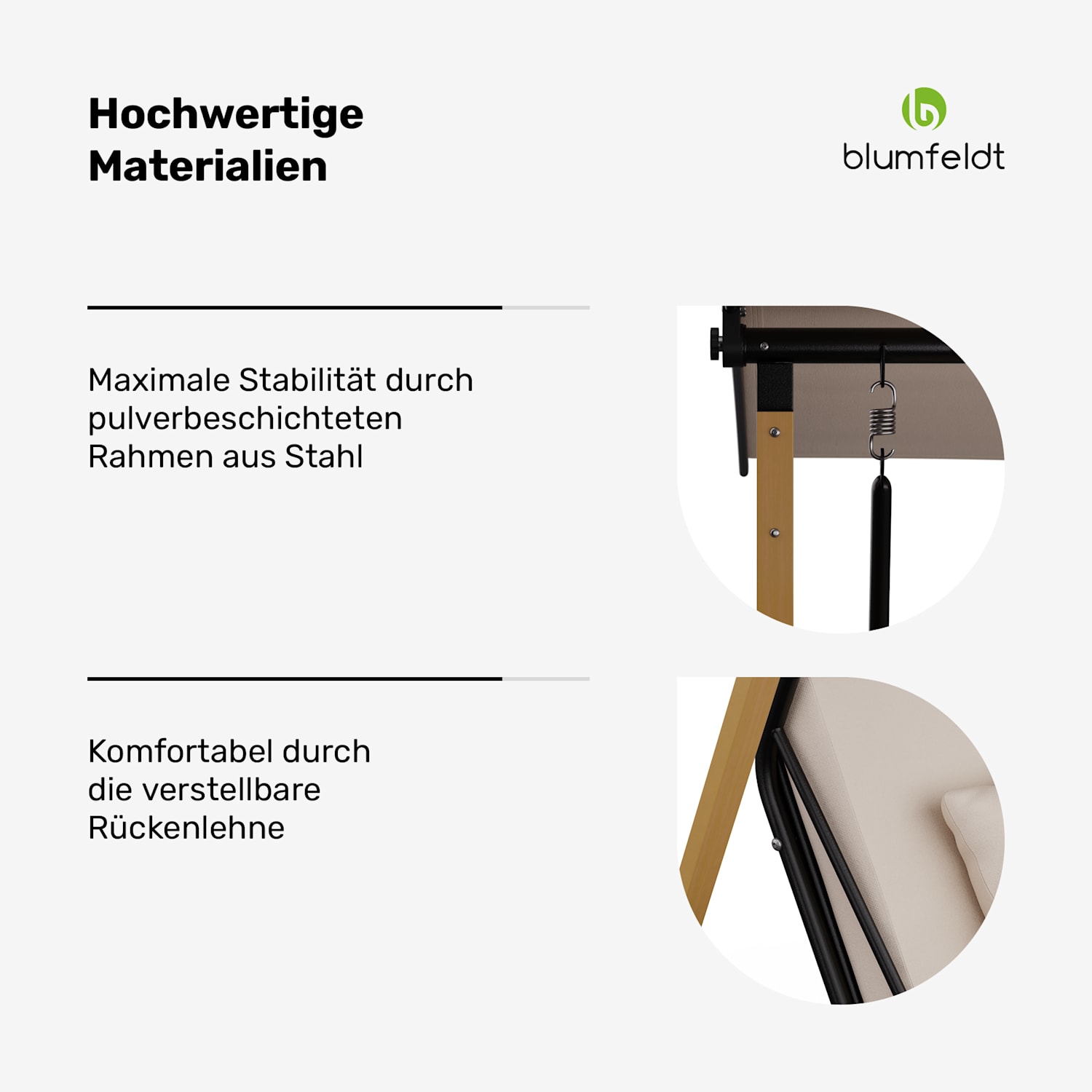 ZenGrove Hollywoodschaukel 2-Sitzer individuell verstellbar pulverbeschichtet Stahl wetterfest 