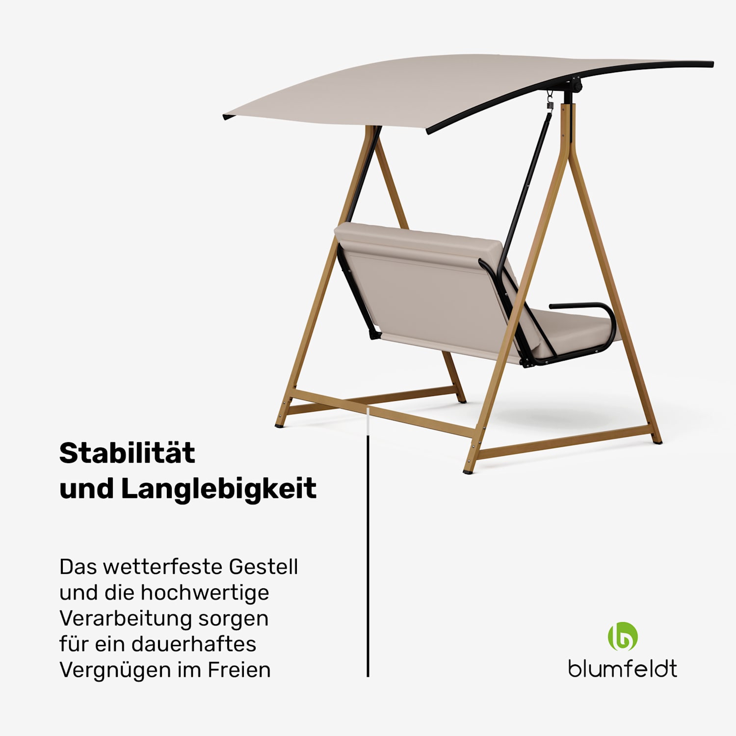 ZenGrove Hollywoodschaukel 2-Sitzer individuell verstellbar pulverbeschichtet Stahl wetterfest 