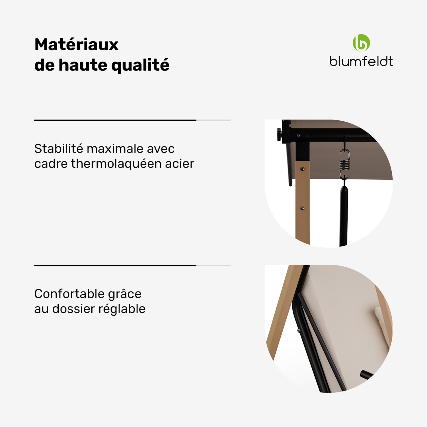 ZenGrove Balançoire hollywoodienne 3 places réglable individuellement Acier thermolaqué résistant aux intempéries 