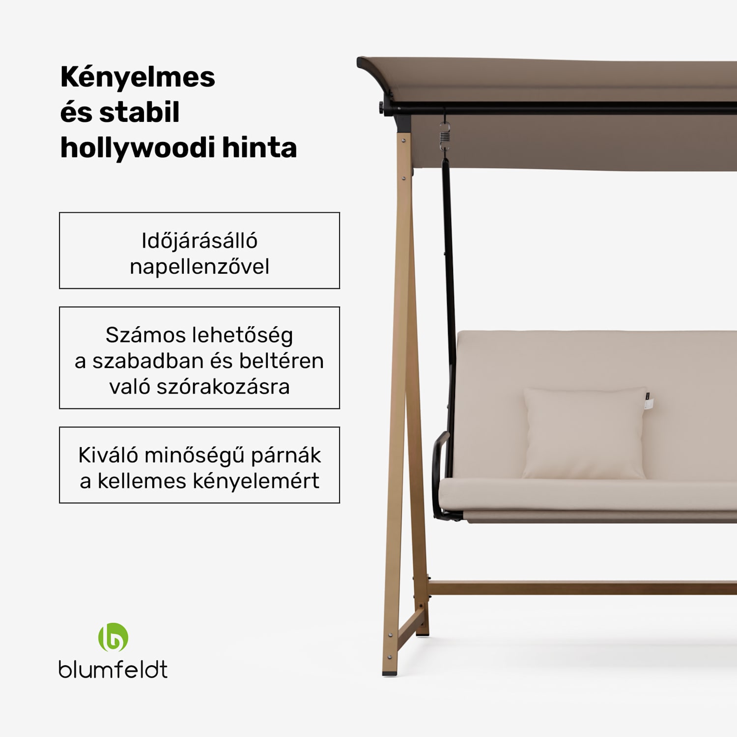ZenGrove, hollywoodi hinta, 3 üléses, egyénileg állítható, porszórt acél, időjárásálló 
