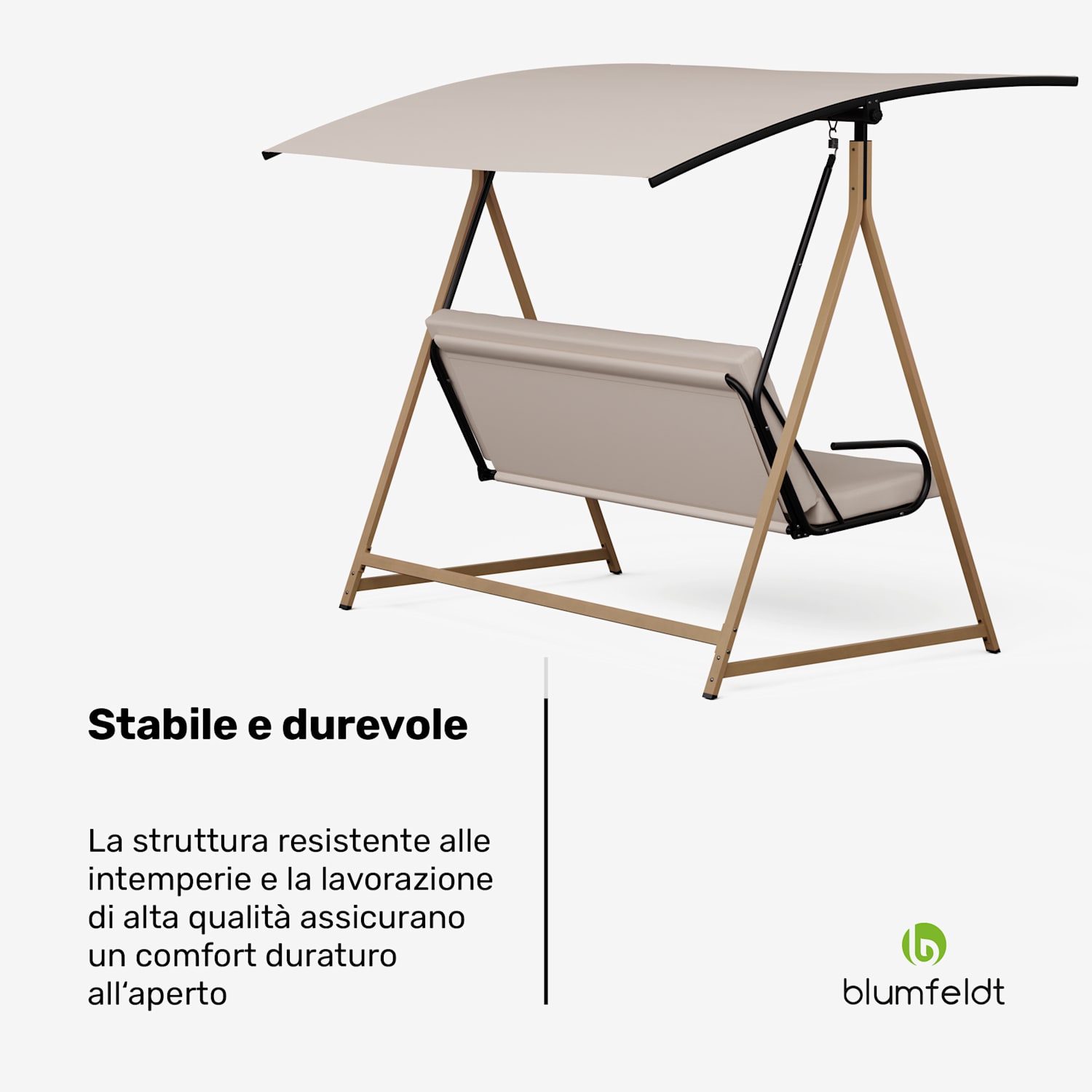 ZenGrove - Dondolo Hollywood, 3 posti, regolabile individualmente, acciaio verniciato a polvere, resistente alle intemperie 