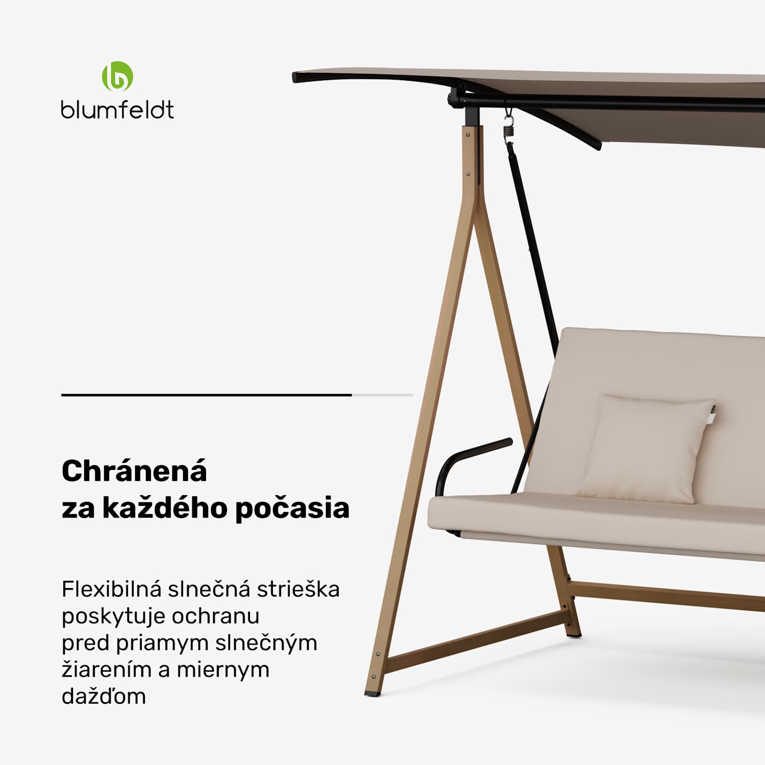 ZenGrove, hollywoodska hojdačka, 3-miestna, individuálne nastaviteľná, oceľ s práškovou povrchovou úpravou, odolná voči poveternostným vplyvom 