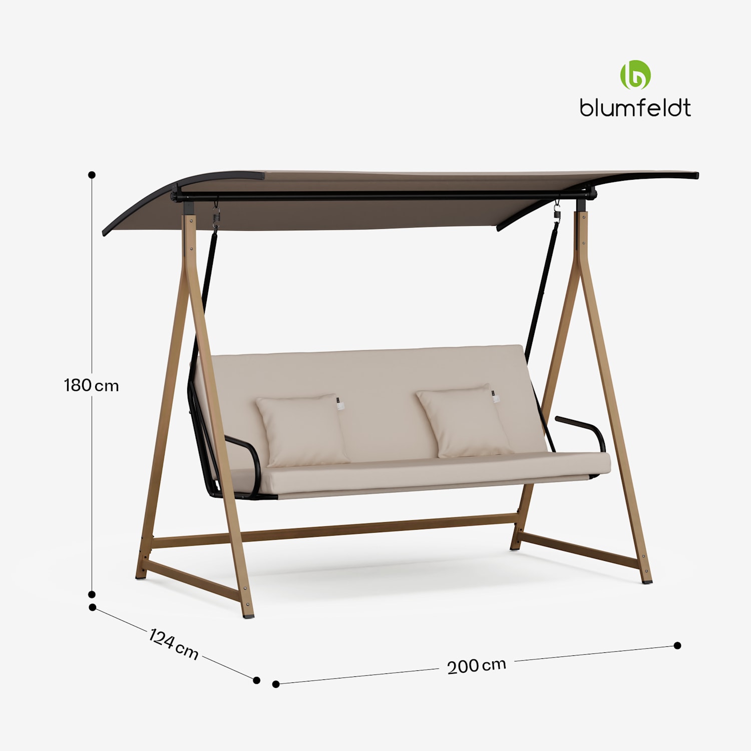 ZenGrove Hollywoodschommel 3-zits individueel verstelbaar weerbestendig staal met poedercoating 