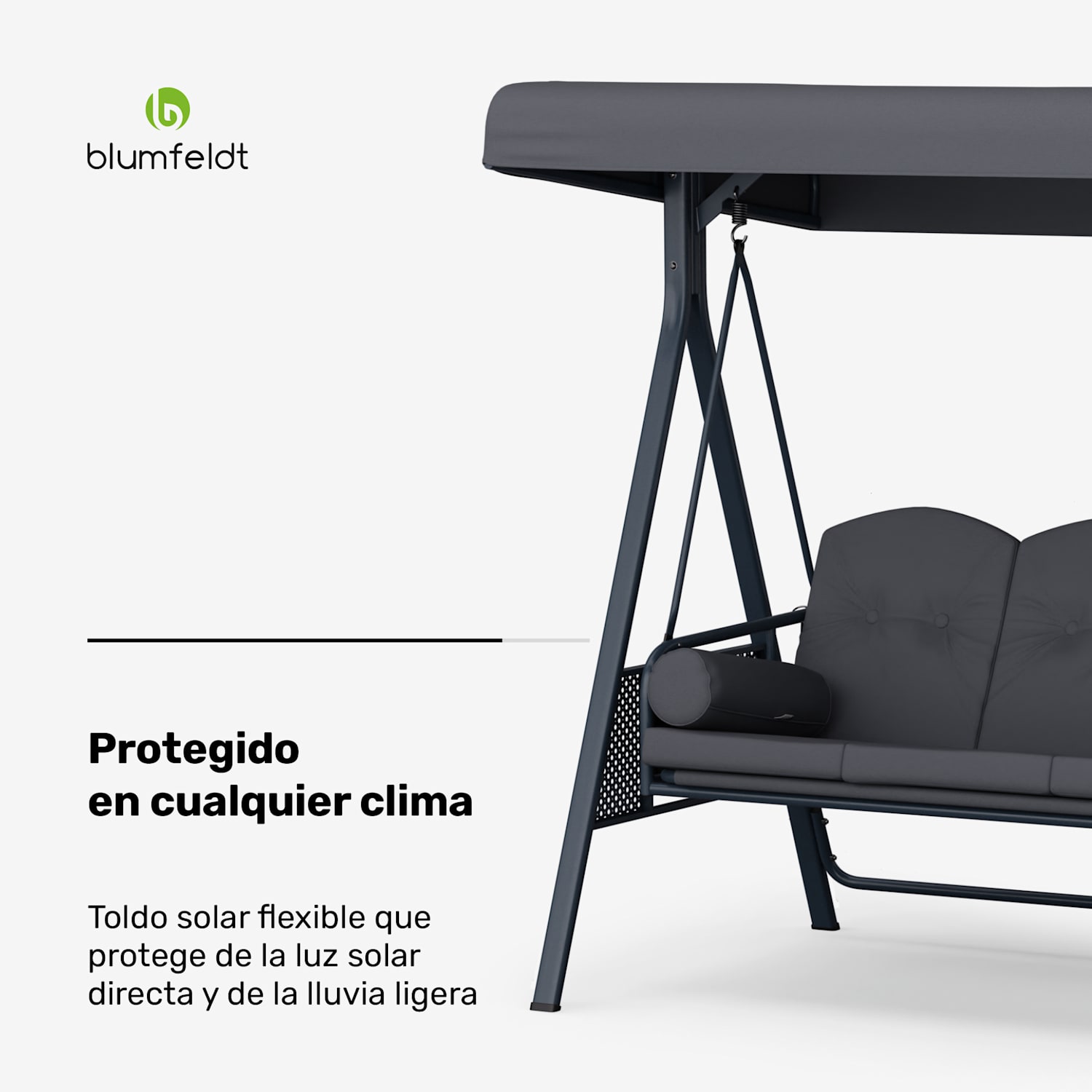 GrandSway Hollywood balancín 3 plazas ajustable individualmente acero con recubrimiento en polvo resistente a la intemperie Antracita