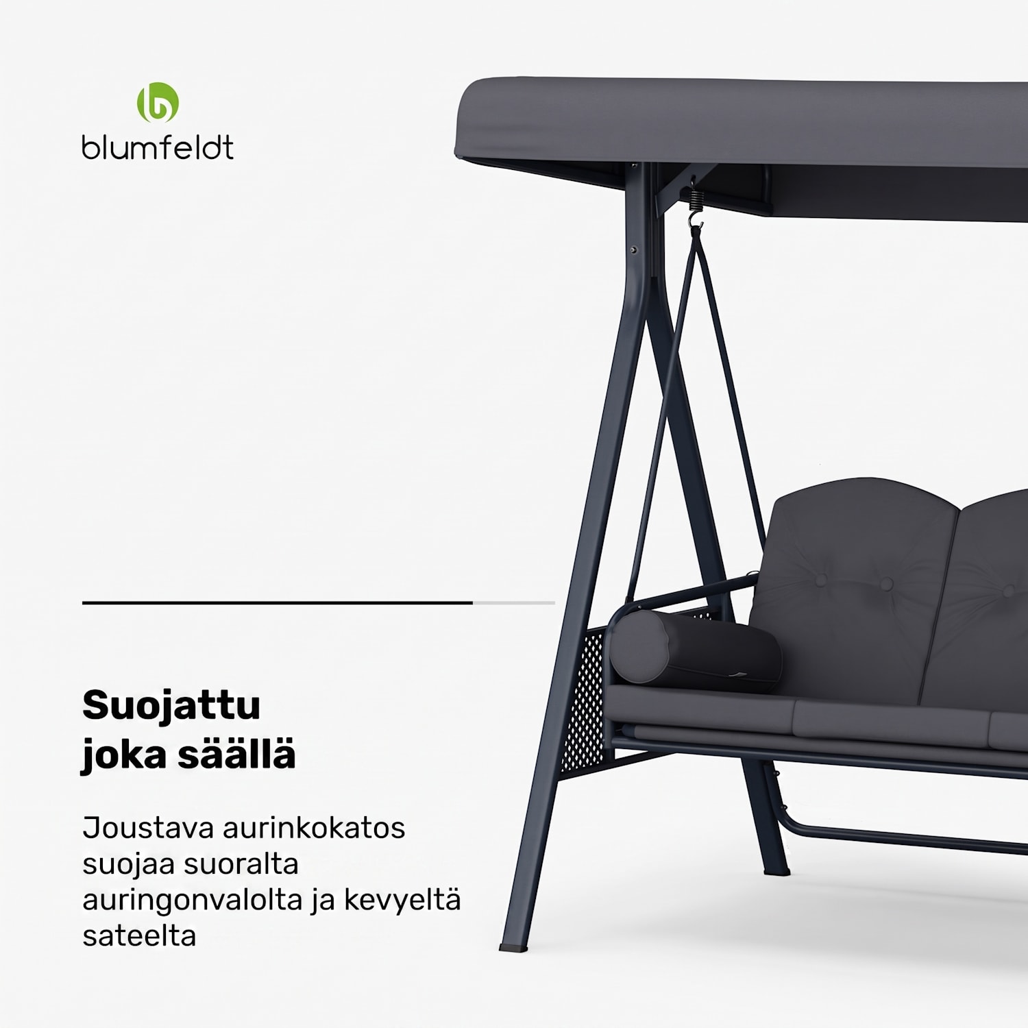 GrandSway-puutarhakeinu 3-istuttava yksilöllisesti säädettävä jauhemaalattu teräs säänkestävä Antrasiitti