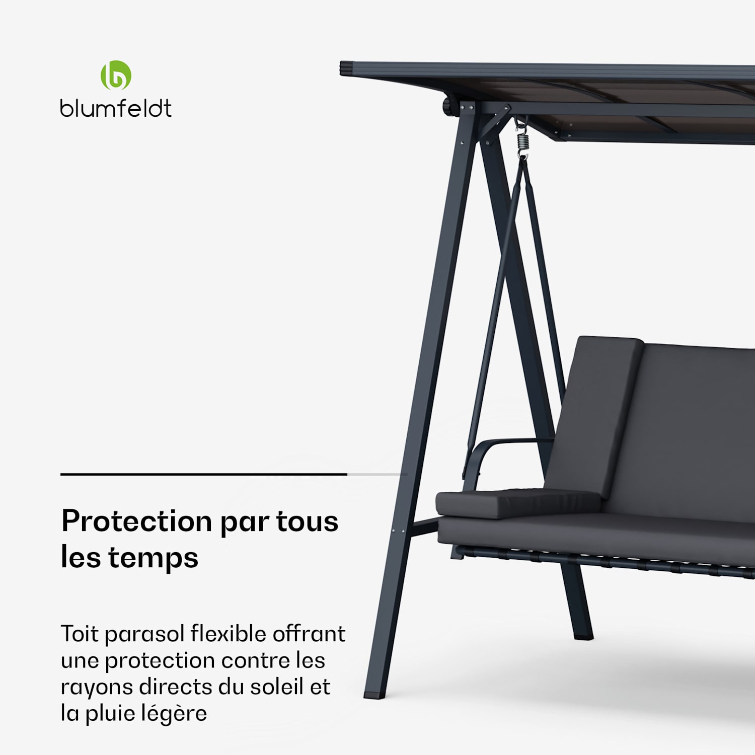 LuxeLounge Balançoire hollywoodienne 3 places réglable individuellement Acier thermolaqué résistant aux intempéries 