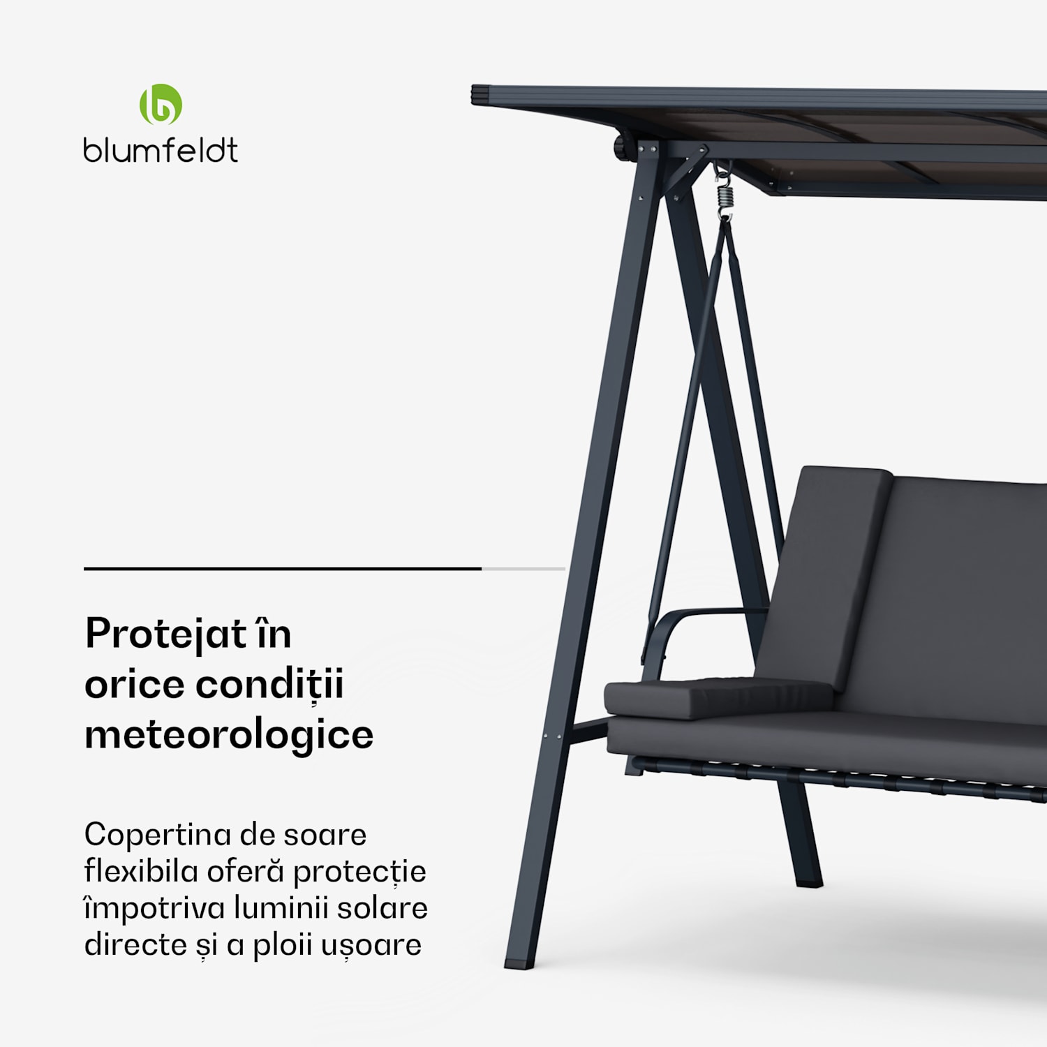 LuxeLounge, leagăn în stil Hollywood, cu 3 locuri, reglabil individual, oțel acoperit cu pulbere, rezistent la intemperii 