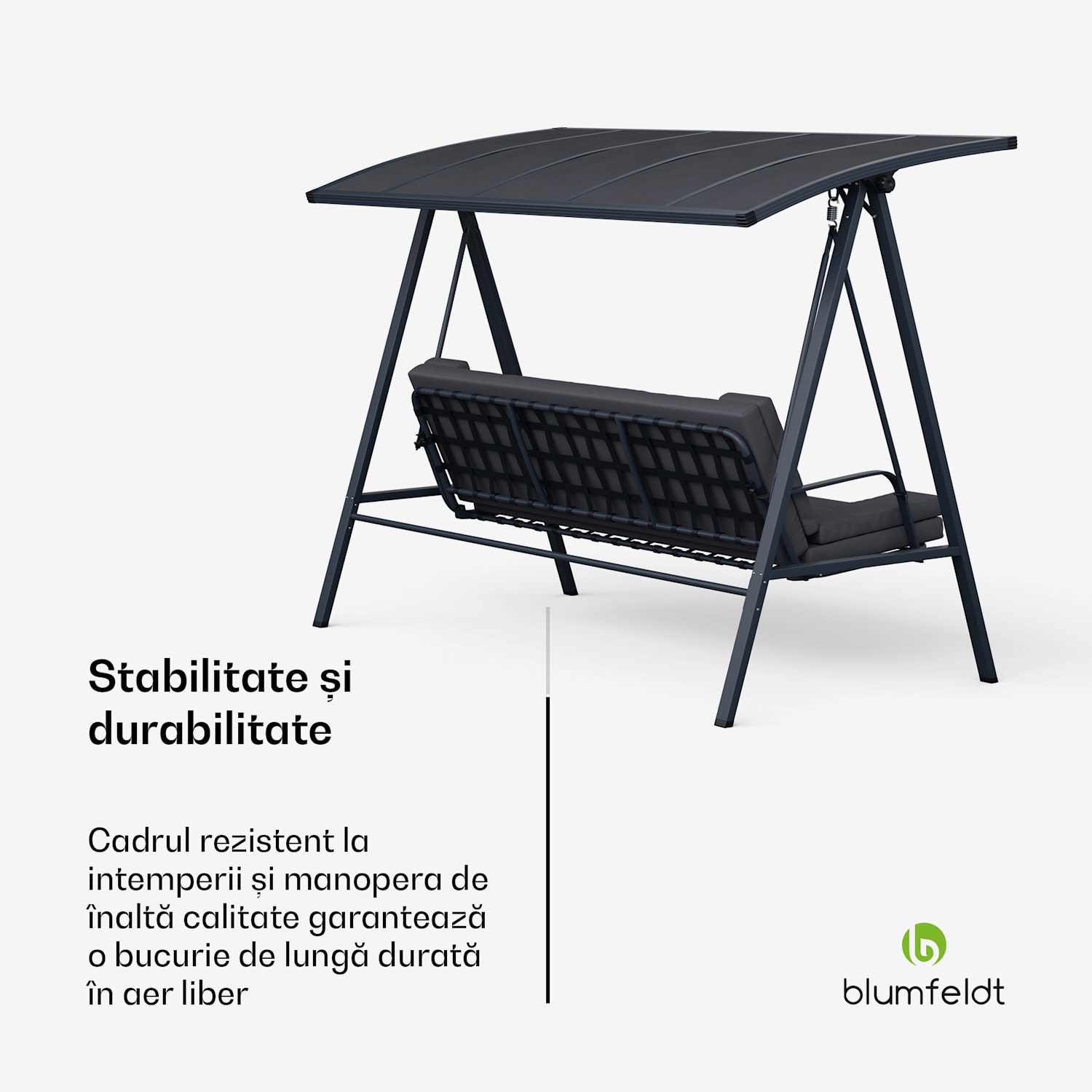 LuxeLounge, leagăn în stil Hollywood, cu 3 locuri, reglabil individual, oțel acoperit cu pulbere, rezistent la intemperii 