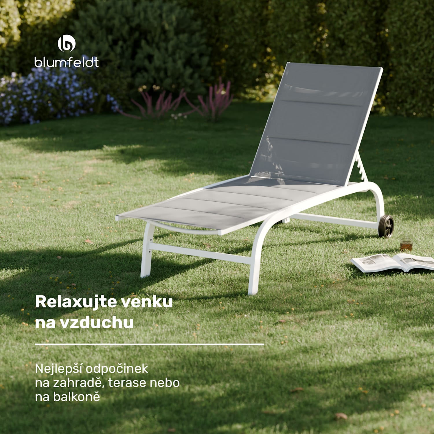 Lounger Limala XXL, lehátko, nosnost 160 kg, 5stupňové polohovatelné opěradlo, kolečka 