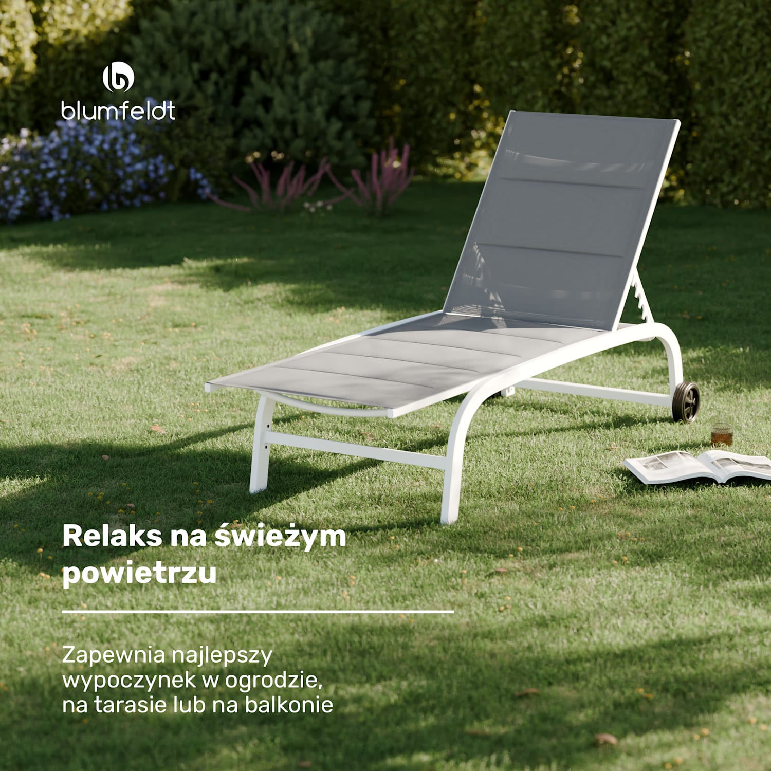 Lounger Limala XXL, leżak ogrodowy, maks. 160 kg, 5-stopniowa regulacja oparcia, kółka 