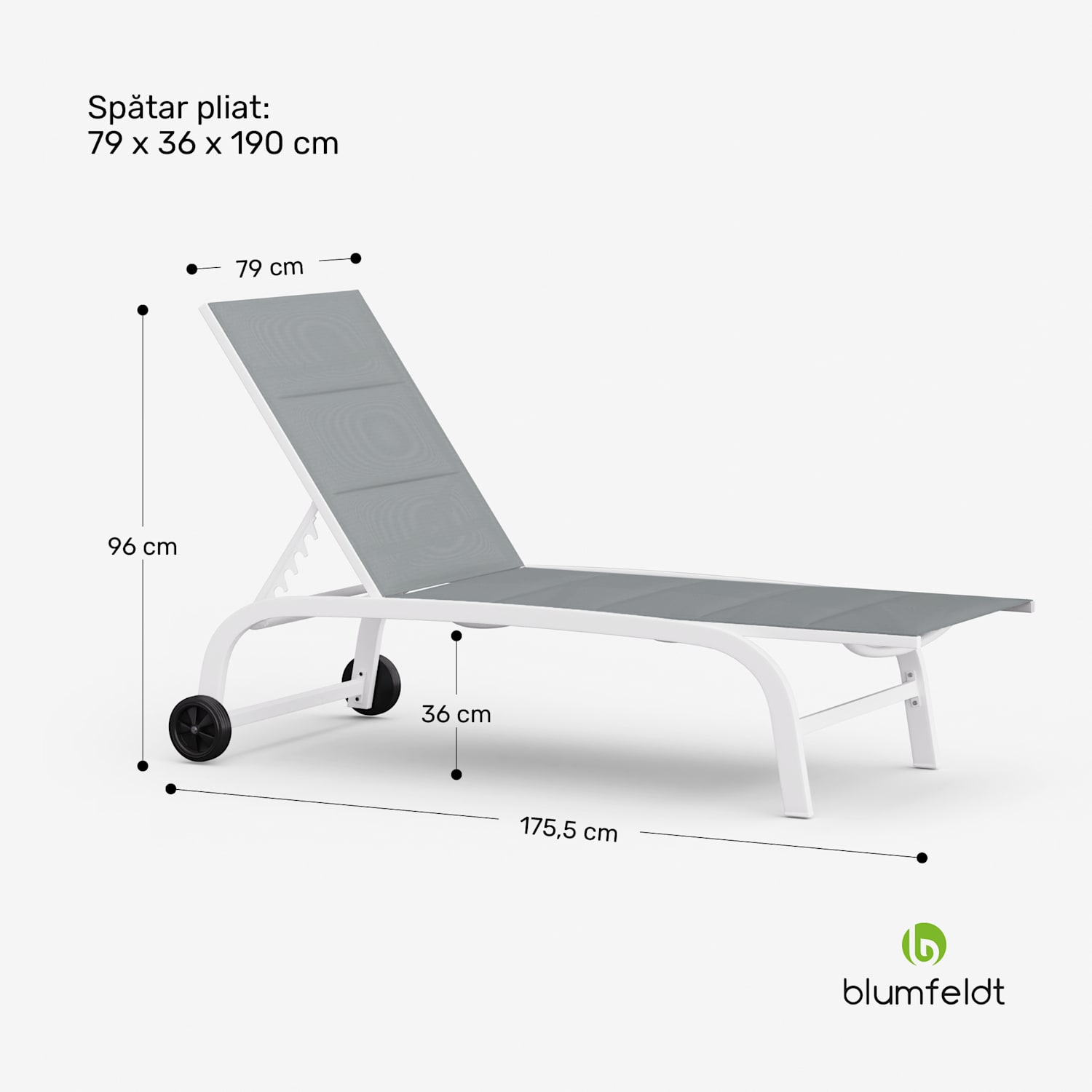 Șezlong Lounger Limala XXL, șezlong, capacitate de greutate 160 kg, spătar reglabil în 5 poziții, roți 