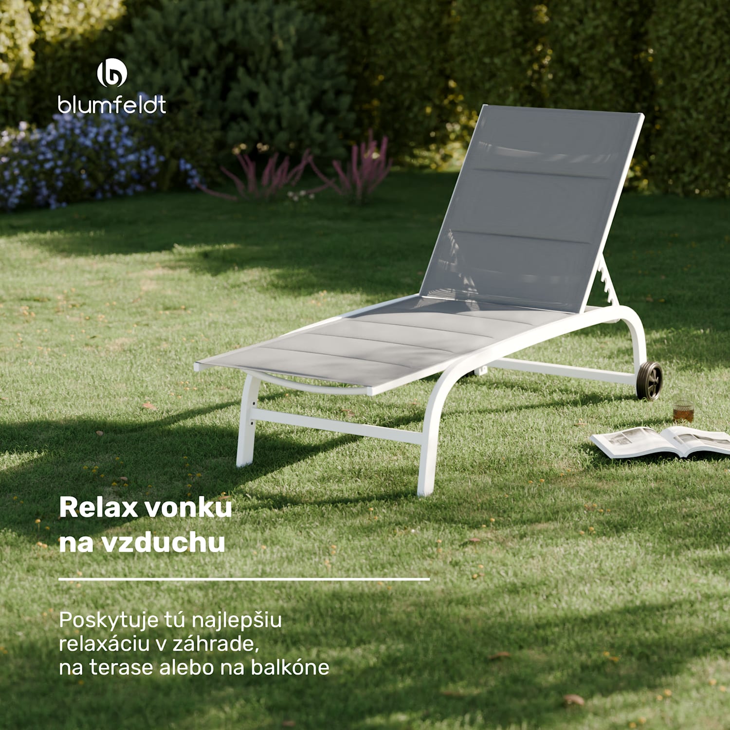 Lounger Limala XXL, lehátko, nosnosť 160 kg, 5-stupňovo nastaviteľné operadlo, kolieska 