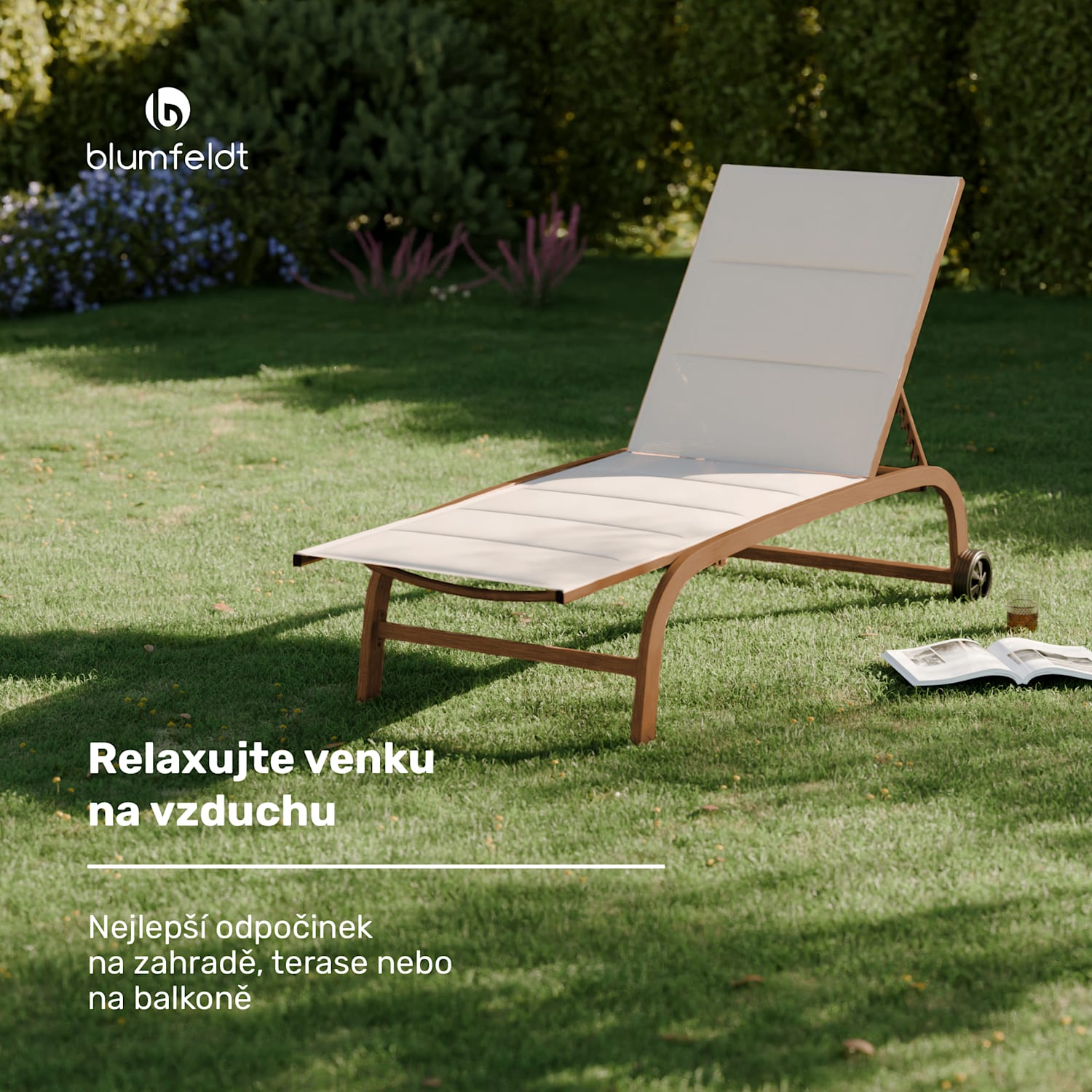 Lounger Limala, lehátko, nosnost 160 kg, 5stupňové polohovatelné opěradlo, kolečka Béžová