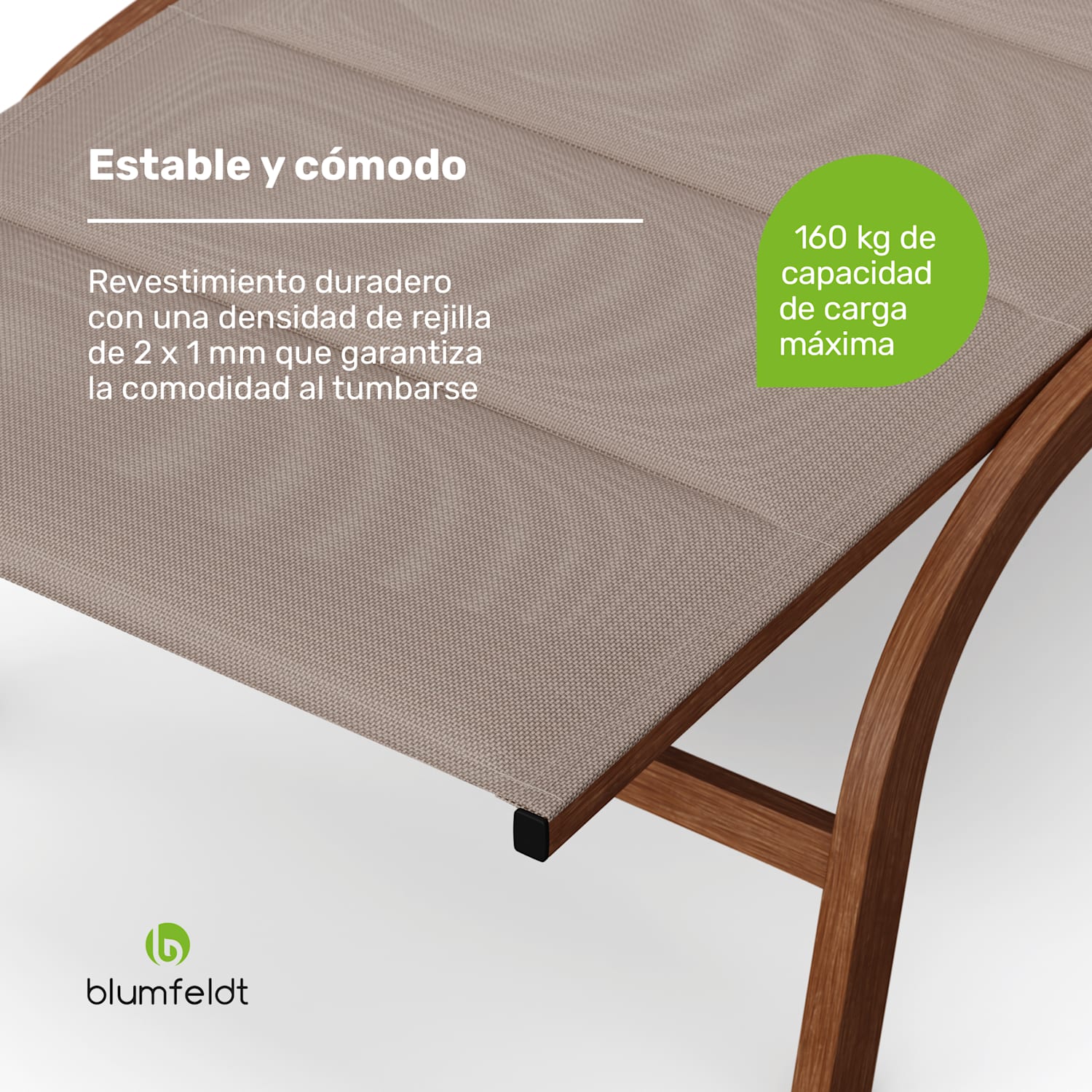 Tumbona Limala Tumbona 160 kg de capacidad de carga Respaldo regulable en 5 niveles Ruedas Beige