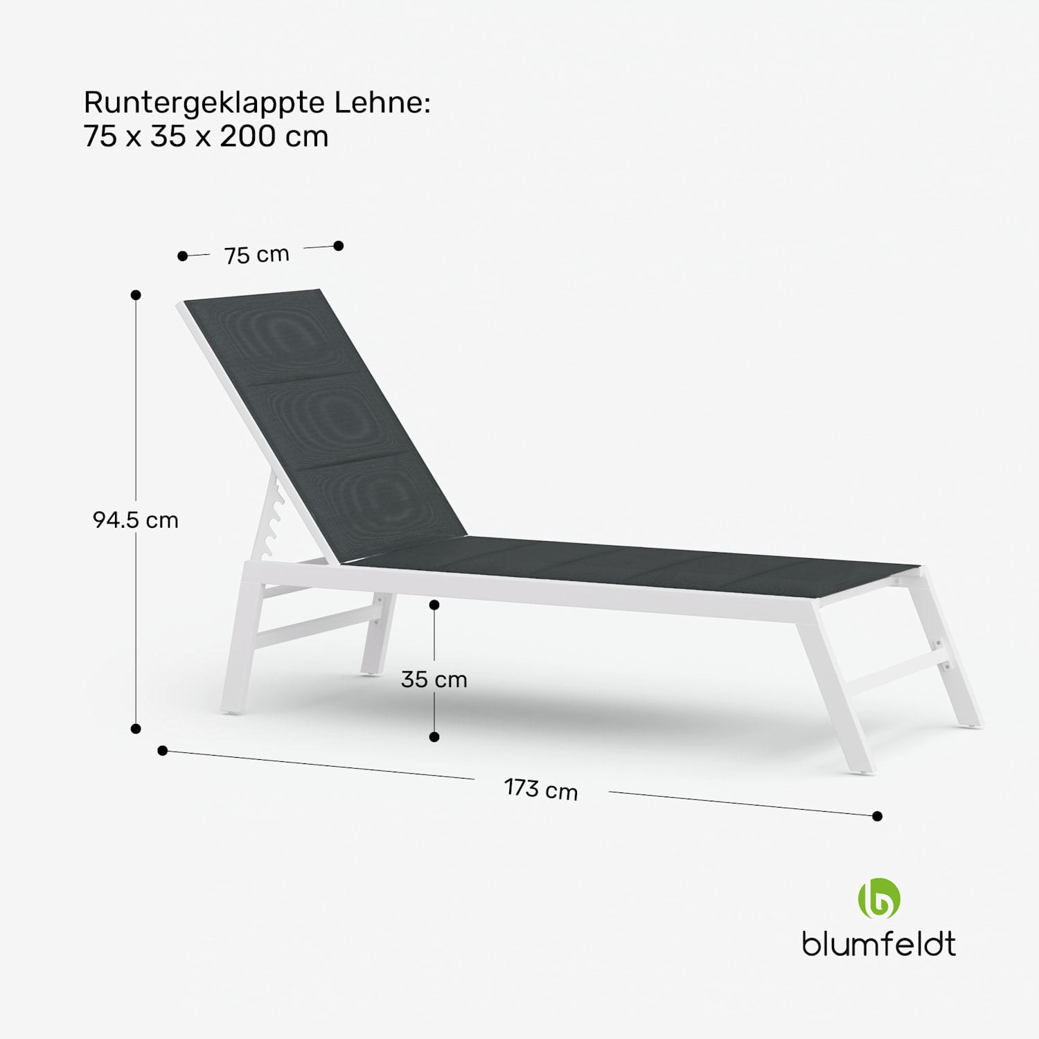 Lounger Renazzo XXL Liegestuhl 160 kg Traglast 5-Stufen wasserabweisend 