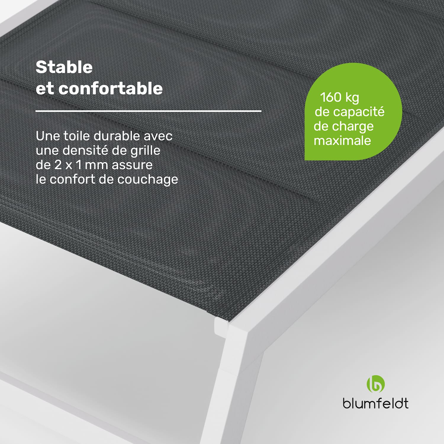 Lounger Renazzo XXL Chaise longue capacité de charge 160 kg 5 positions hydrofuge 