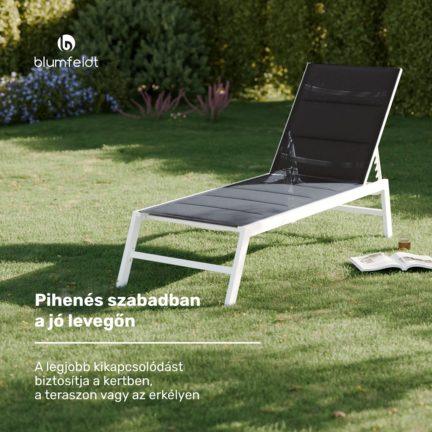 Lounger Renazzo XXL, nyugágy, 160 kg teherbírás, 5 fokozatú állítás, vízlepergető 