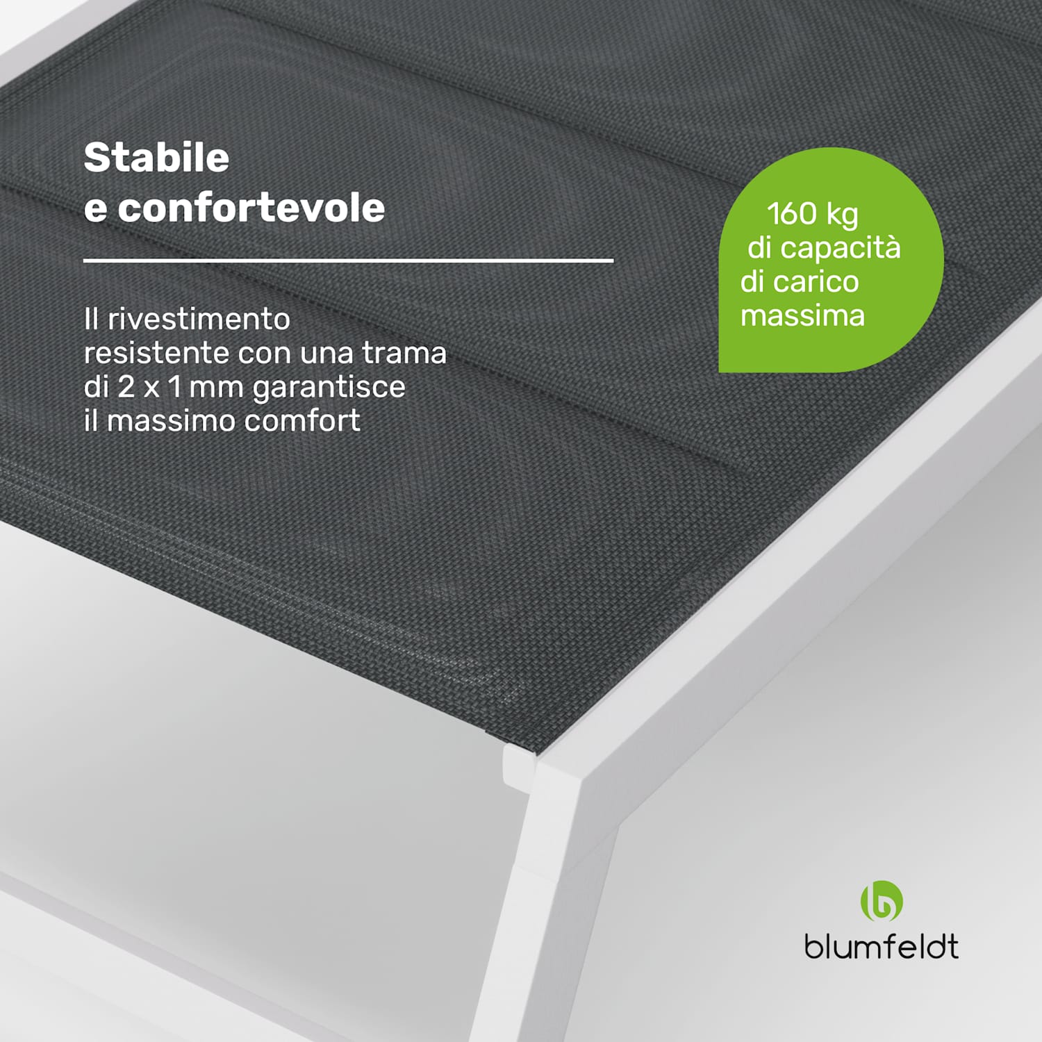 Lounger Renazzo XXL - Sedia a sdraio, capacità di carico di 160 kg, 5 regolazioni, idrorepellente 