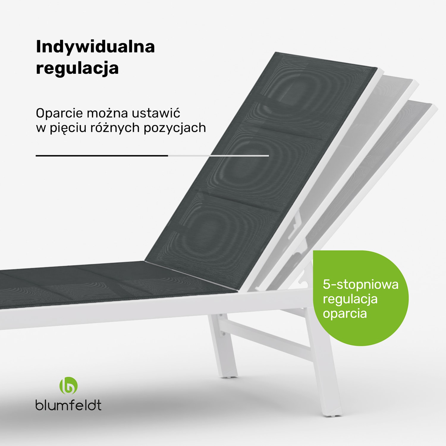 Lounger Renazzo XXL, leżak ogrodowy, maks. 160 kg, 5-stopniowa regulacja, wodoodporny 
