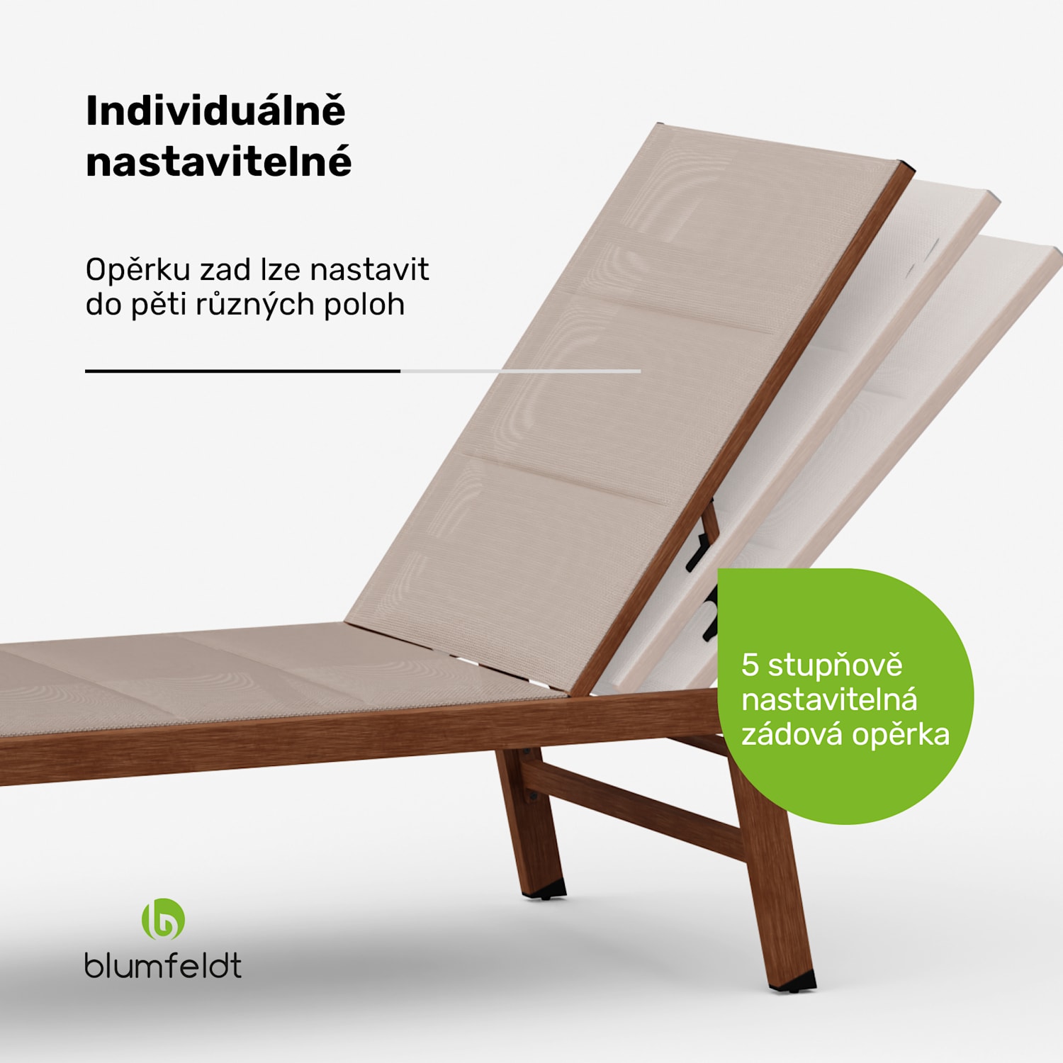 Lounger Renazzo, lehátko, nosnost 160 kg, 5stupňové nastavení, vodoodpudivé 