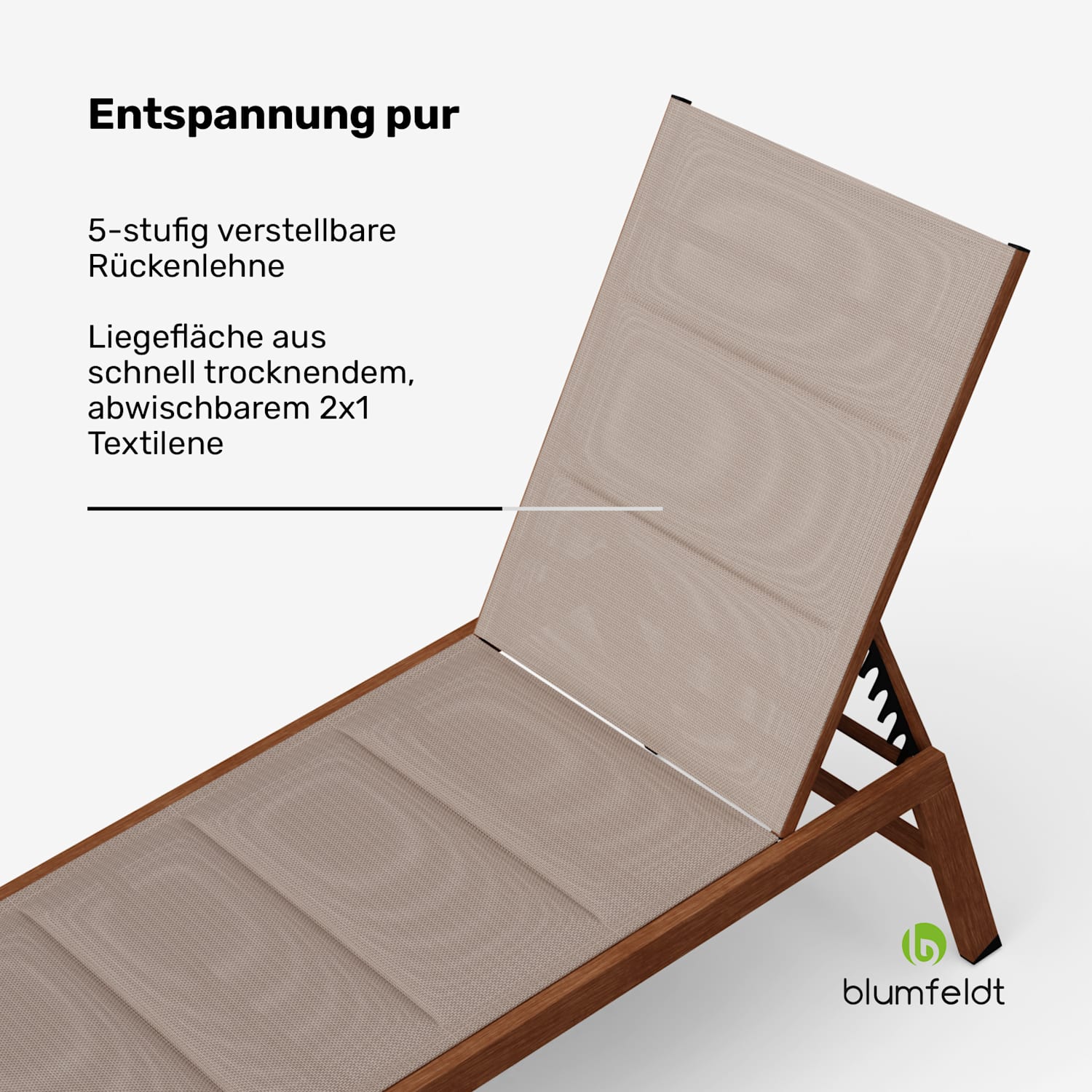 Lounger Renazzo Liegestuhl 160 kg Traglast 5-Stufen wasserabweisend leichte Reinigung 