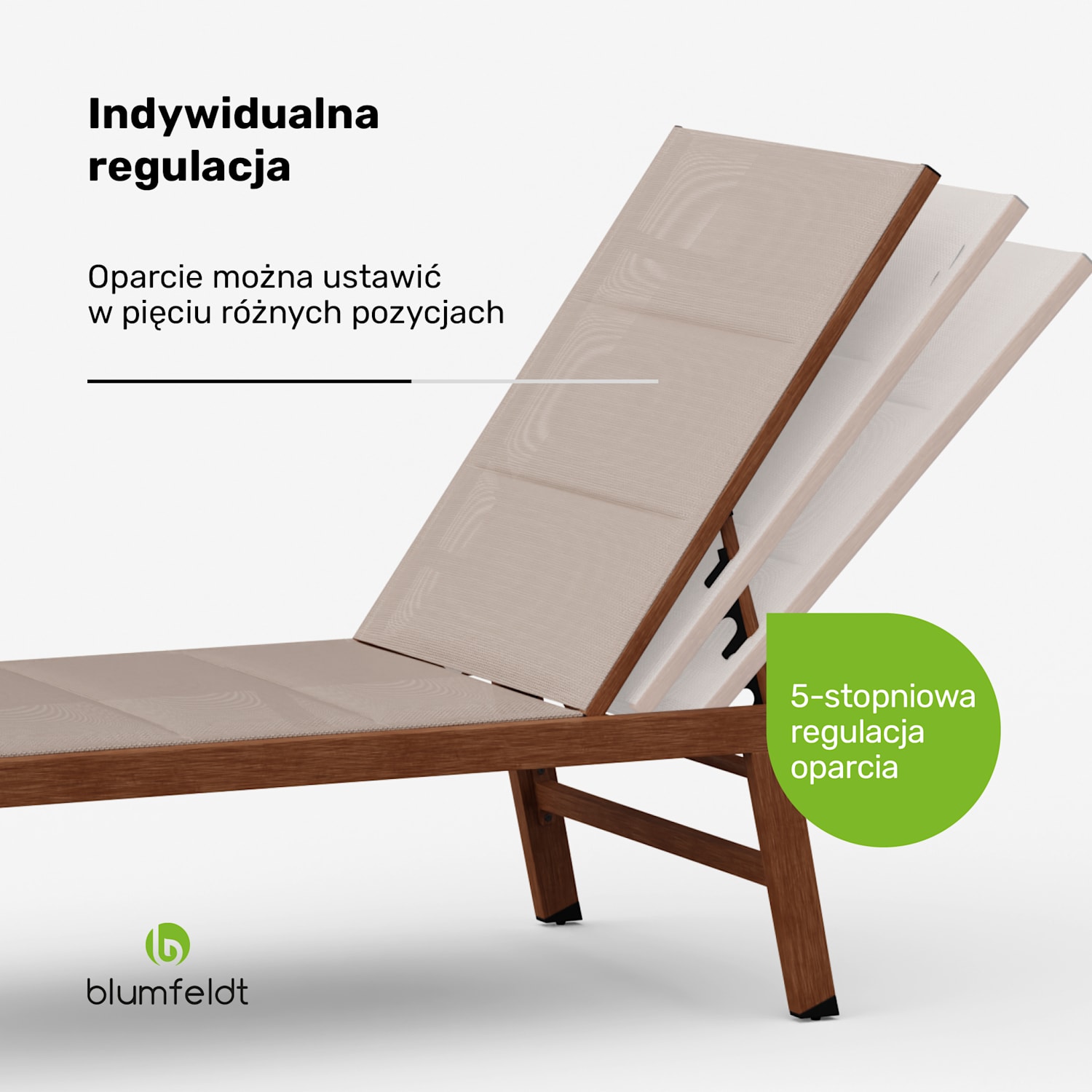 Lounger Renazzo, leżak ogrodowy, maks. 160 kg, 5-stopniowa regulacja, wodoodporny 