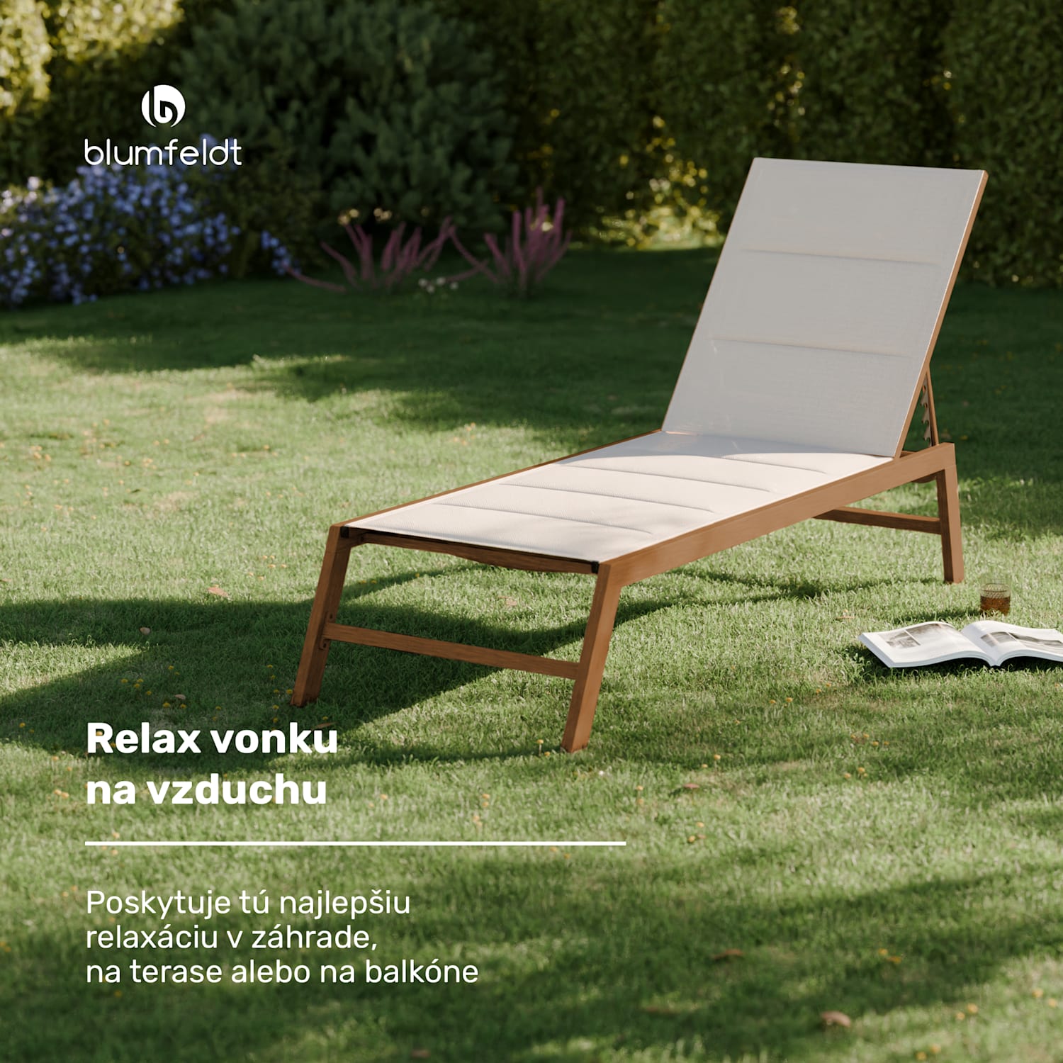 Lounger Renazzo, lehátko, nosnosť 160 kg, 5-stupňové nastavenie, vodoodpudivé, jednoduché čistenie 