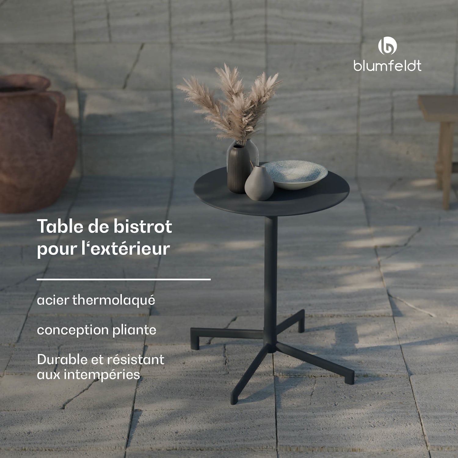UrbanEdge Table de bistrot | Table haute | 60 cm | pliante | thermolaquée | résistant aux intempéries 