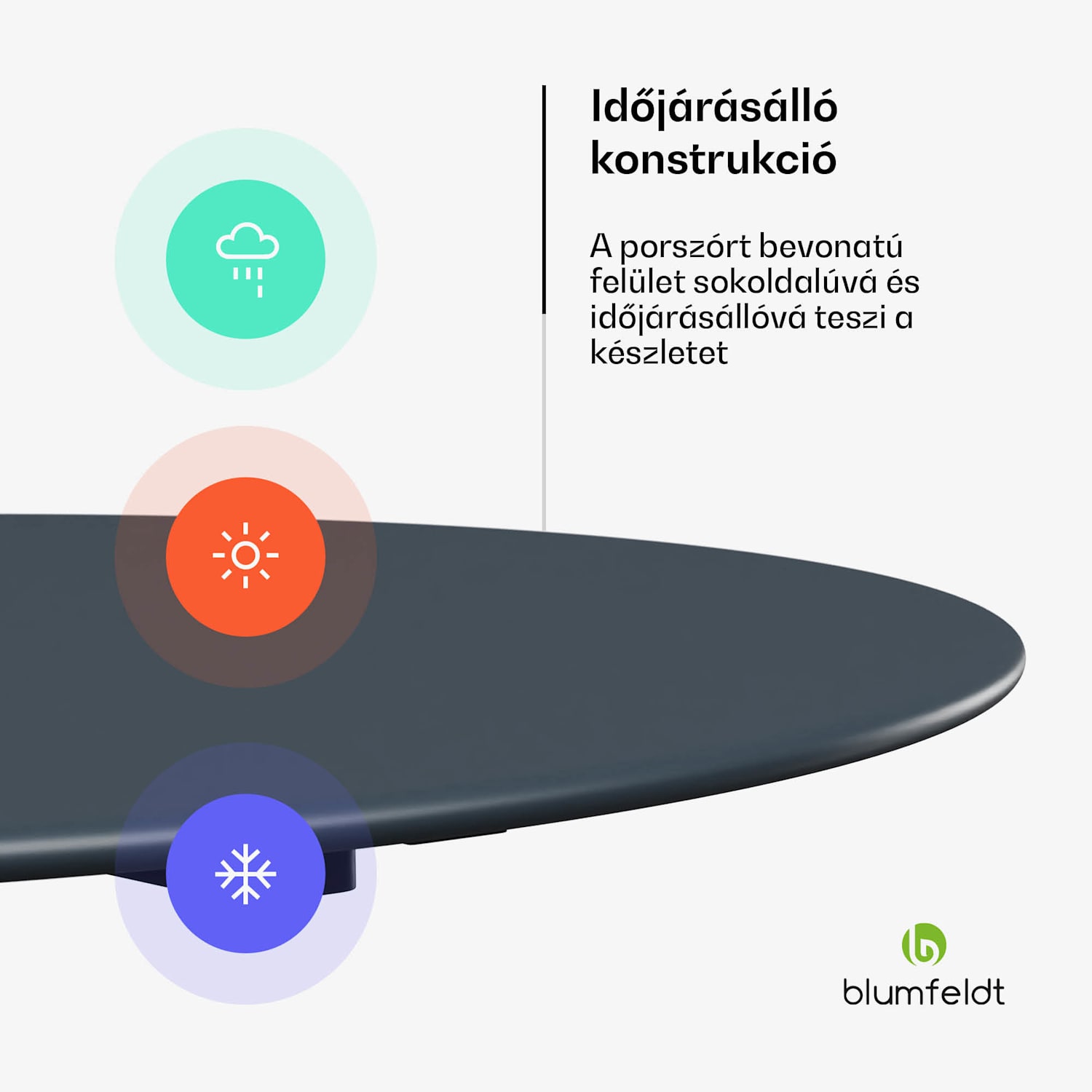 UrbanEdge bisztró asztal, bárasztal, 60 cm, összecsukható, porfestett, időjárásálló 